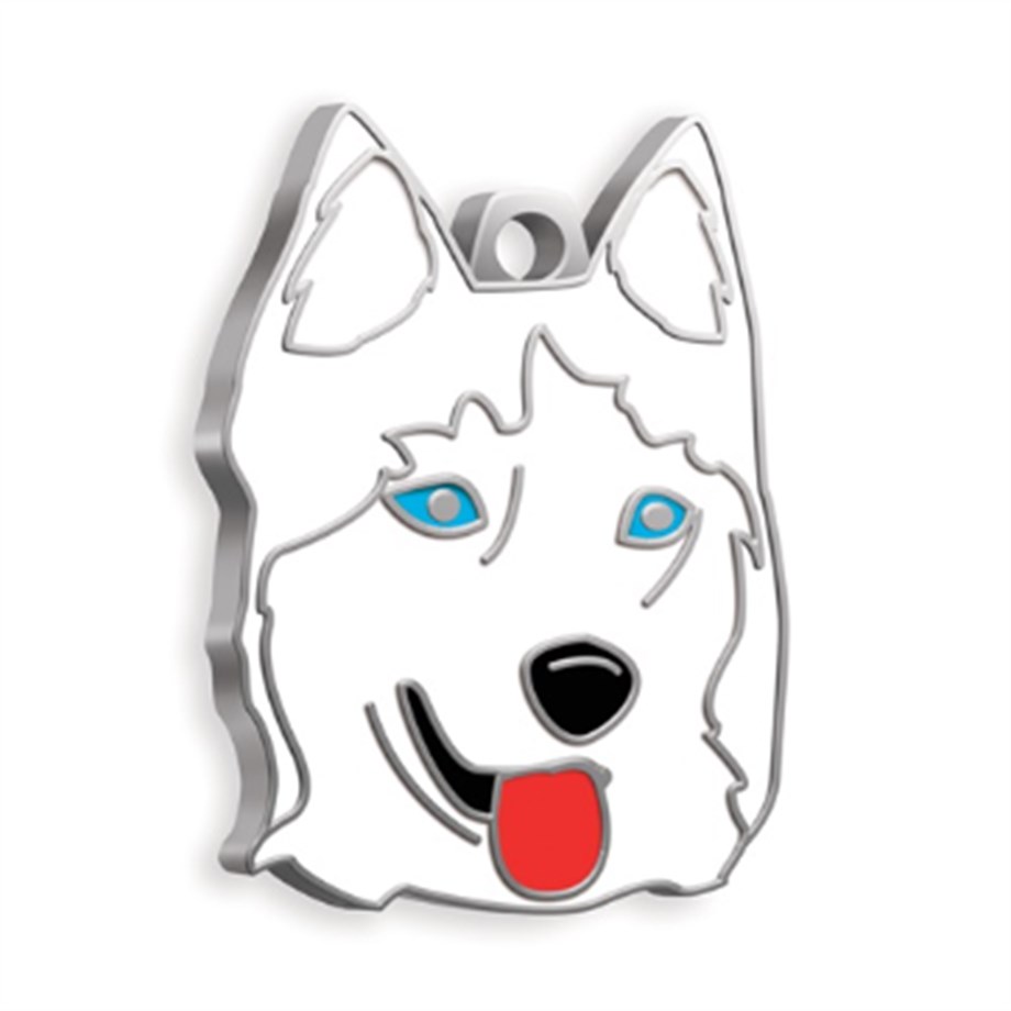 Siberian Wolf Dog Tag (White)