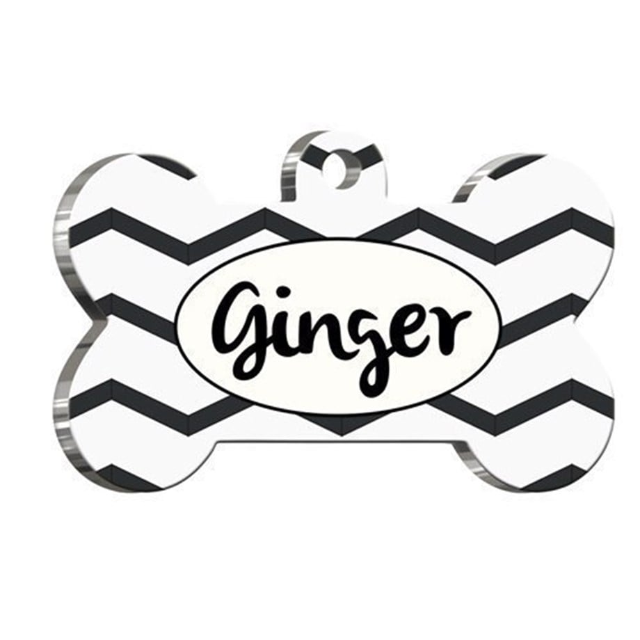 Black Wavy Bone Shaped Cat Dog Tag