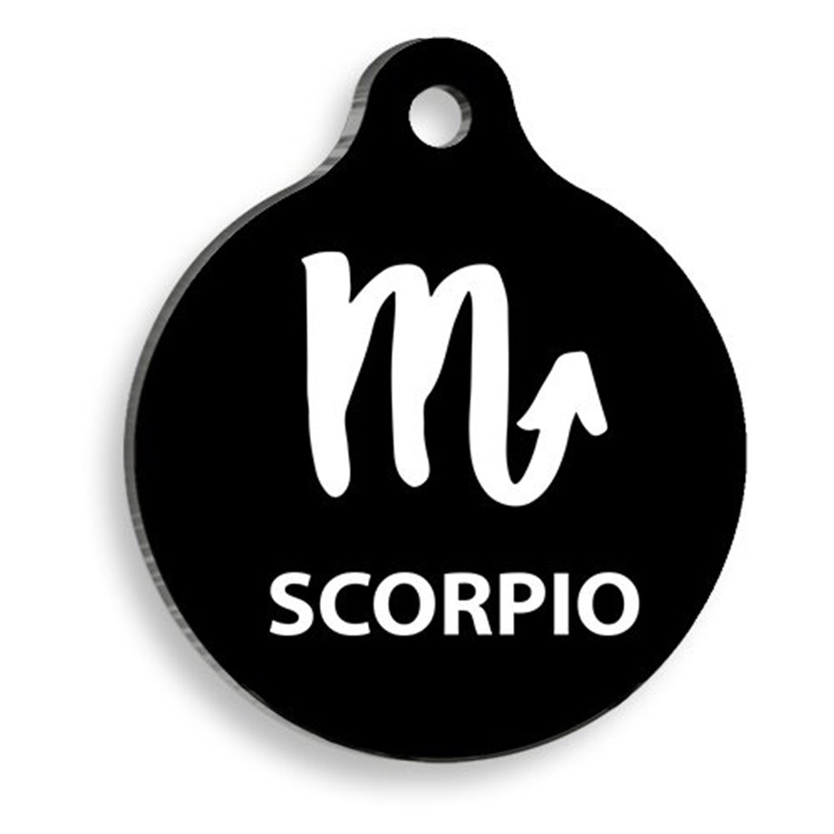 Black Color Scorpio Round Cat And Dog Tag