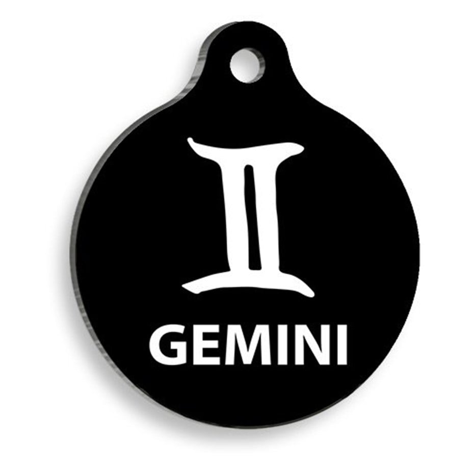 Black Gemini Round Cat And Dog Tag