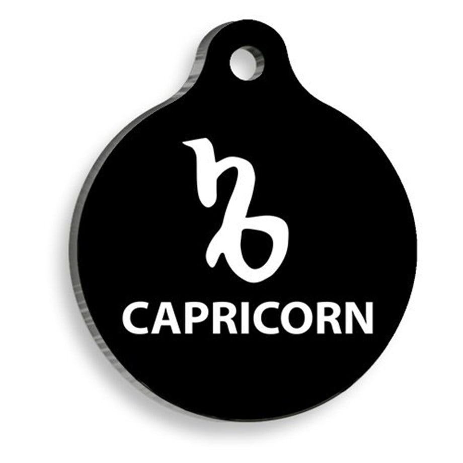 Black Color Capricorn Round Cat And Dog Tag