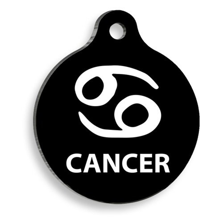 Black Color Cancer Round Cat And Dog Tag