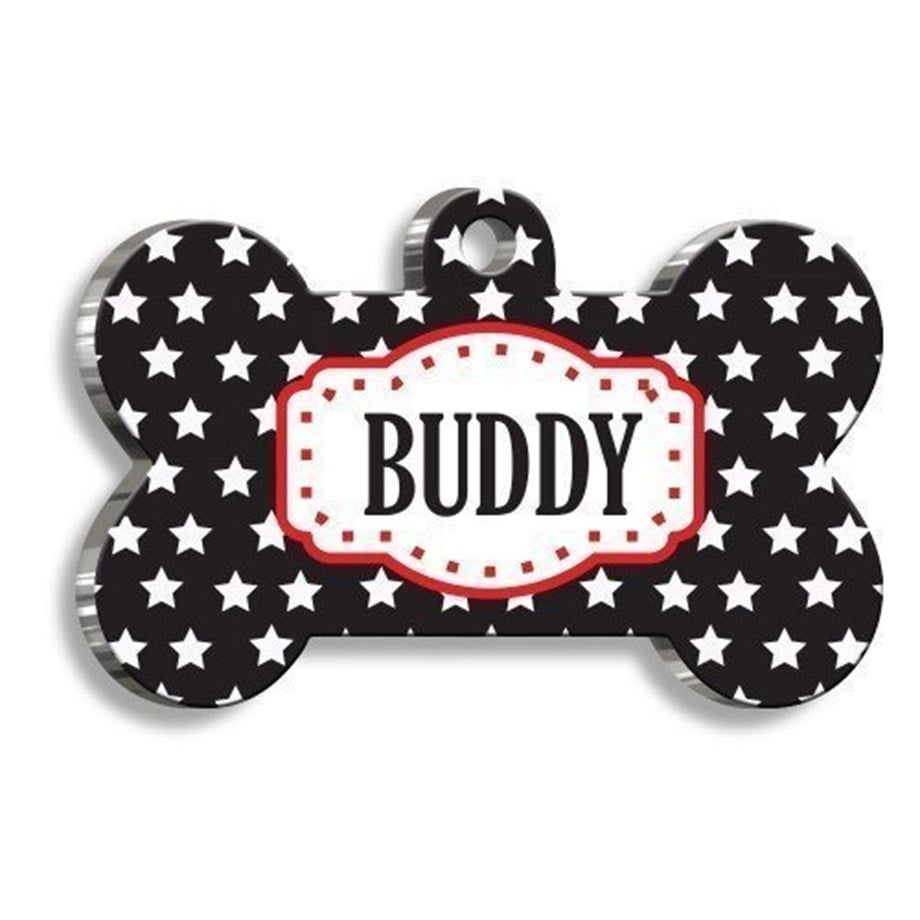 Star Cat Dog Tag On Black