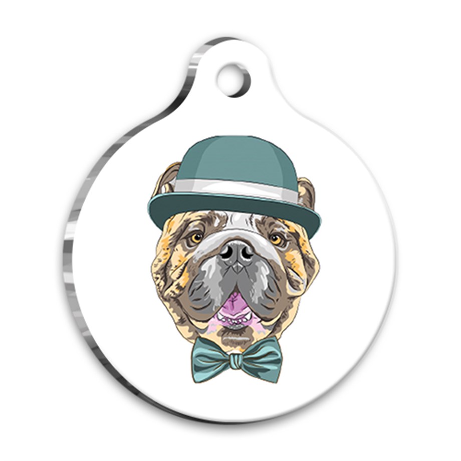 Design English Bulldog Round Dog Tag