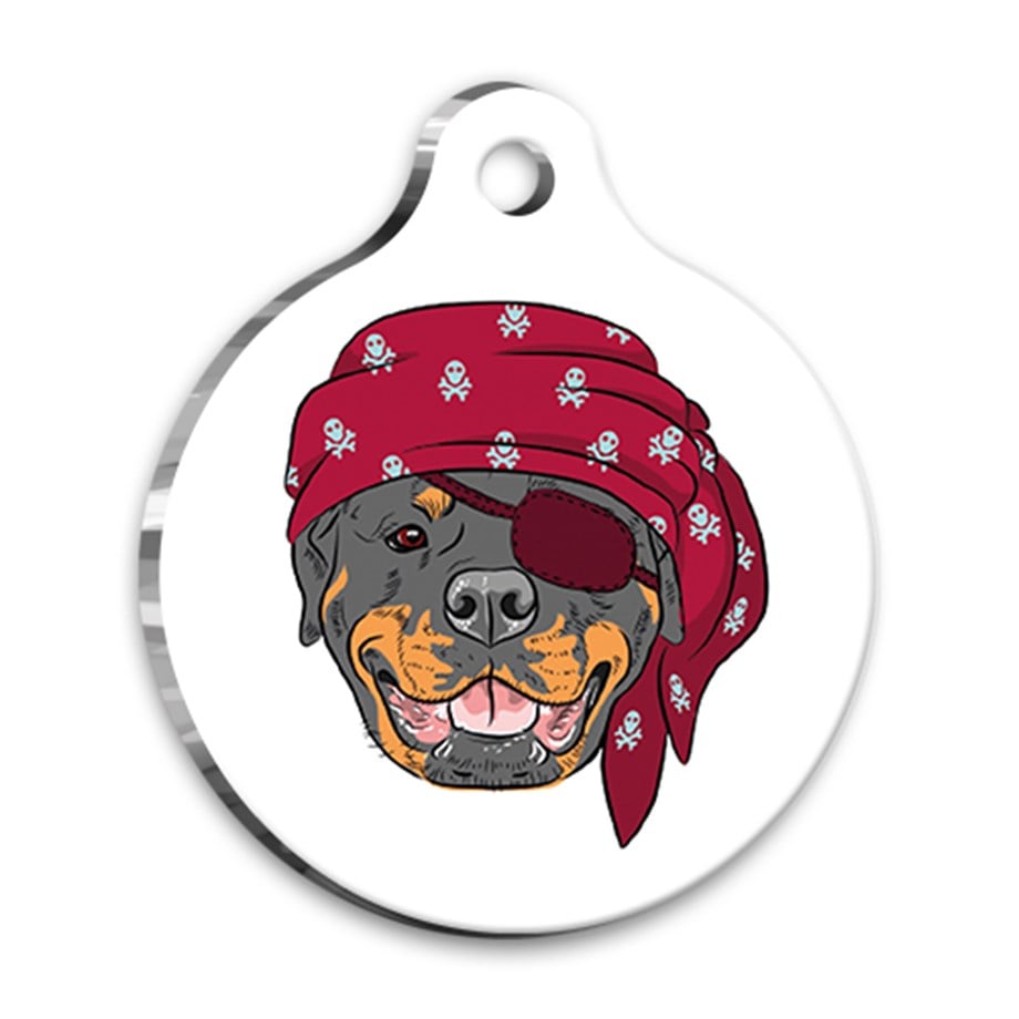 Design Pirate Rottweiler Round Dog Tag