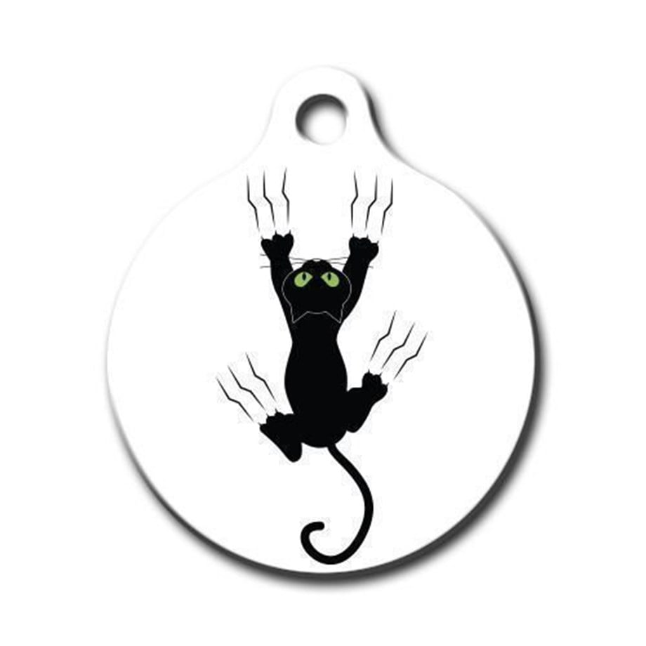 Climbing Cat Patterned Round Cat Dog Tag