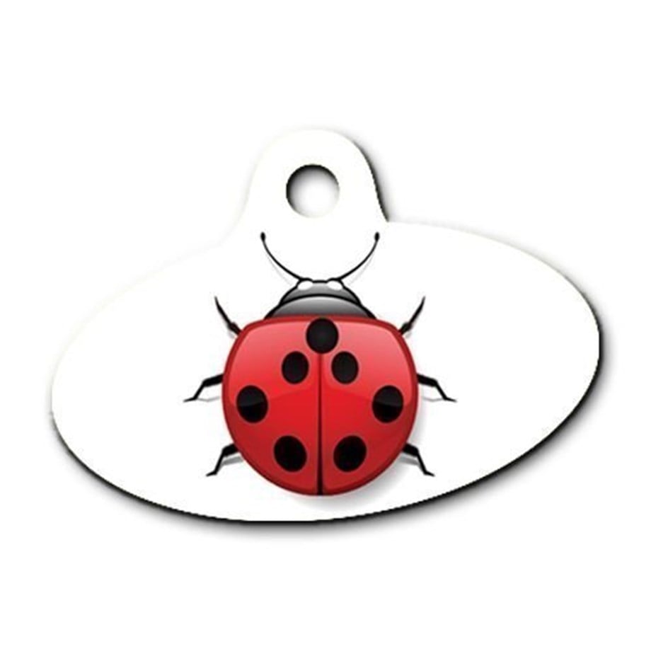 Ladybug Patterned Ellipse Cat Dog Tag