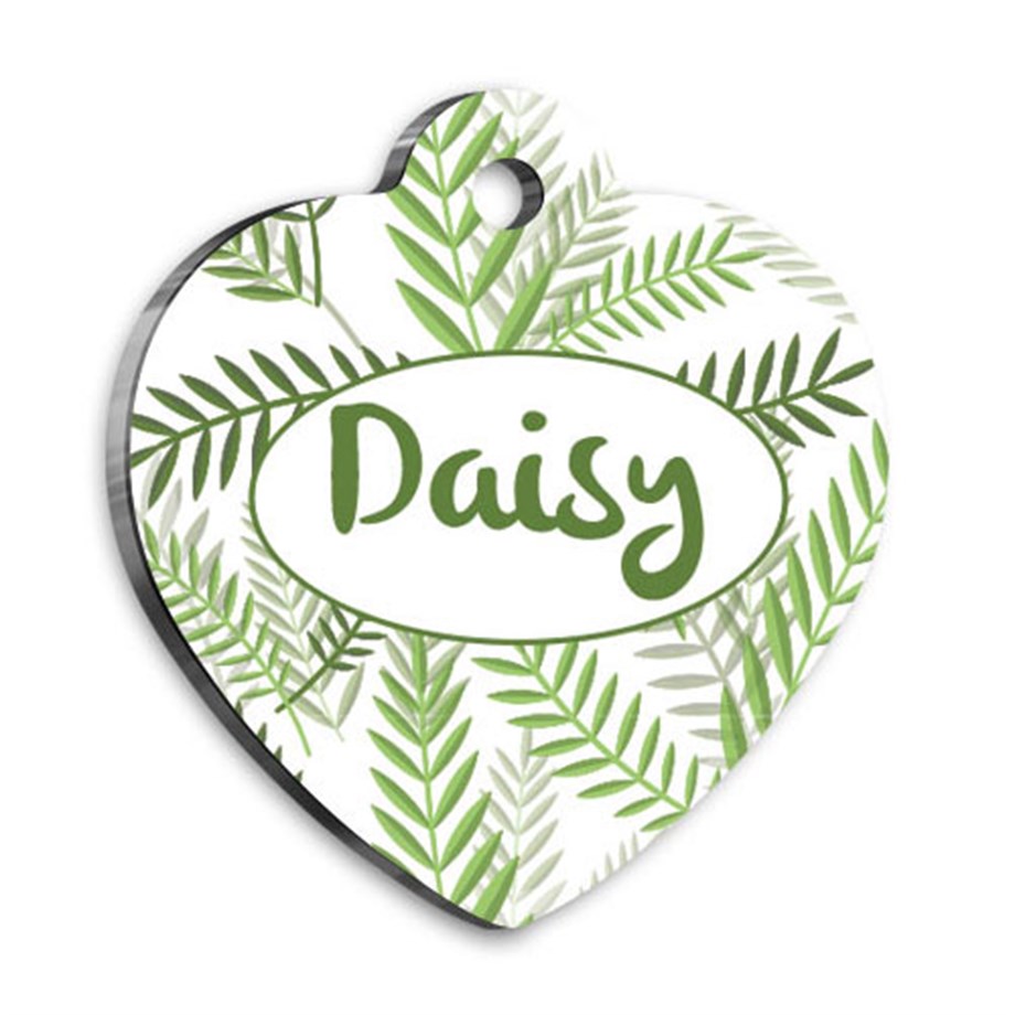 Leafy Heart Cat Dog Tag