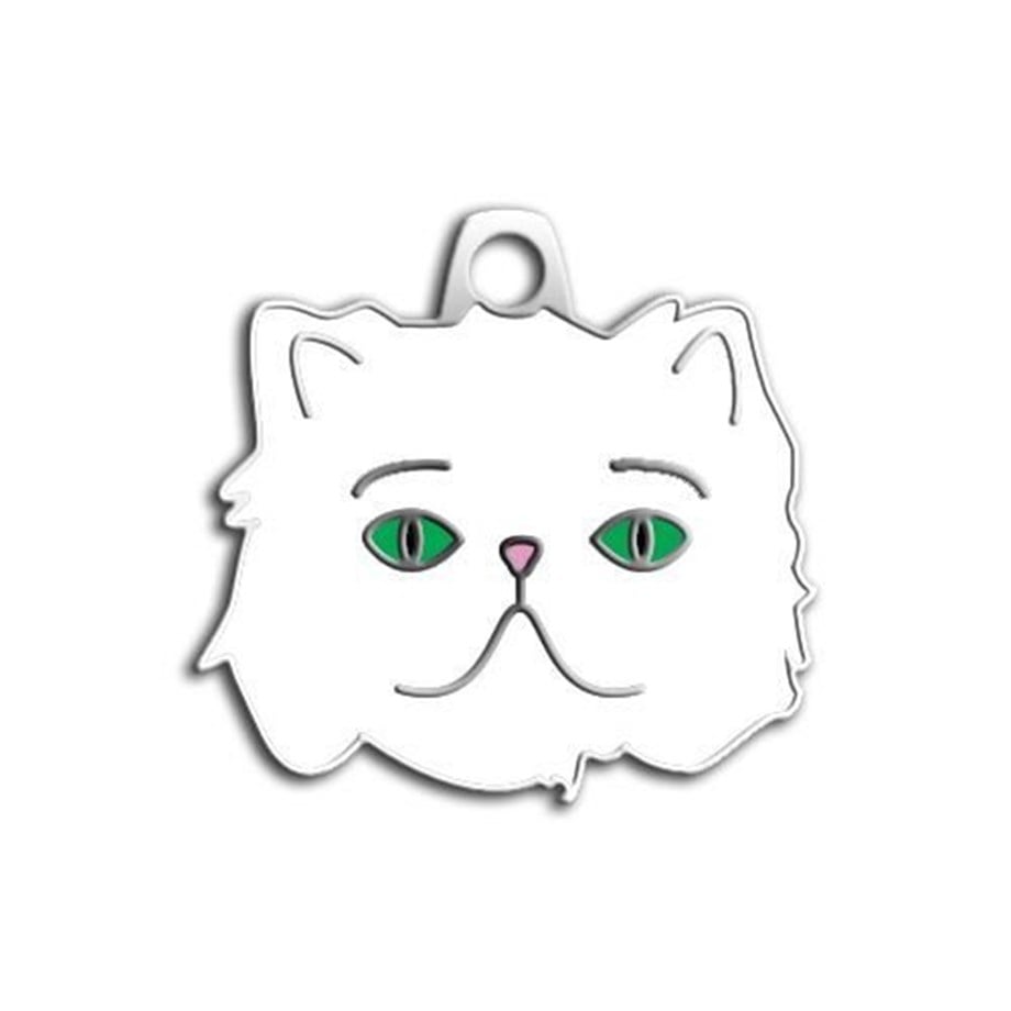 Green -Eyed White Iranian Cat Tag