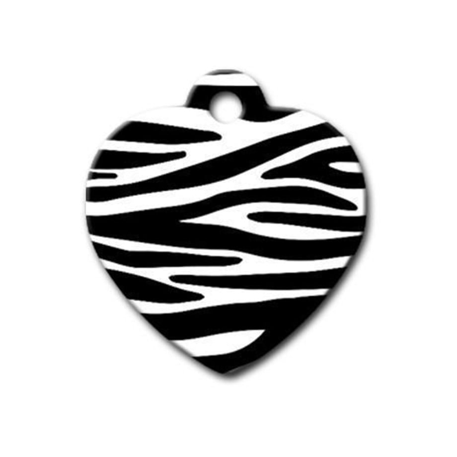 Zebra Patterned Heart Cat Dog Tag