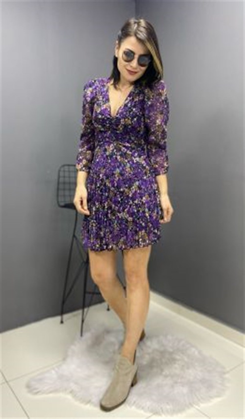  LİLA ŞİFON ELBİSE