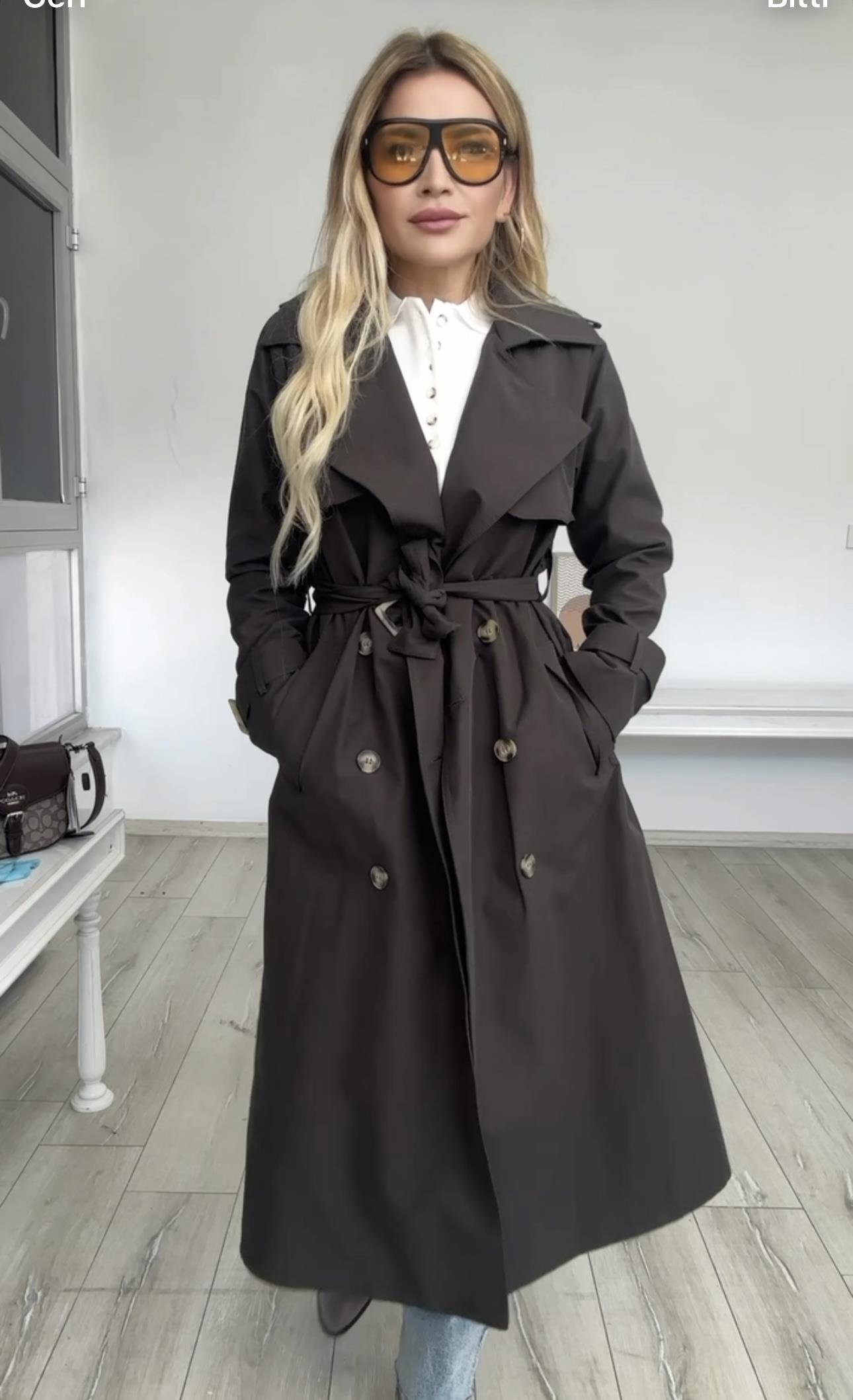 Acı Kahve Slim Fit Trençkot