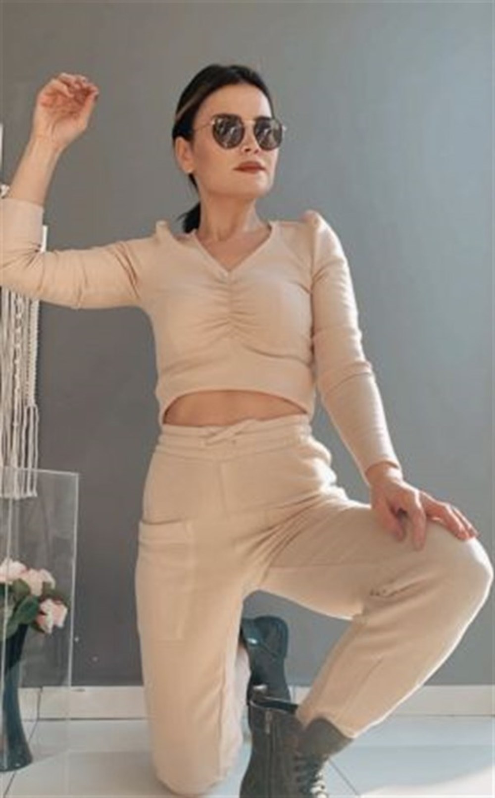 BEJ FİTİLLİ JOGGER EŞOFMAN ALTI