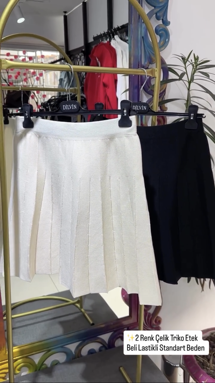 Beli Lastikli Triko Etek 