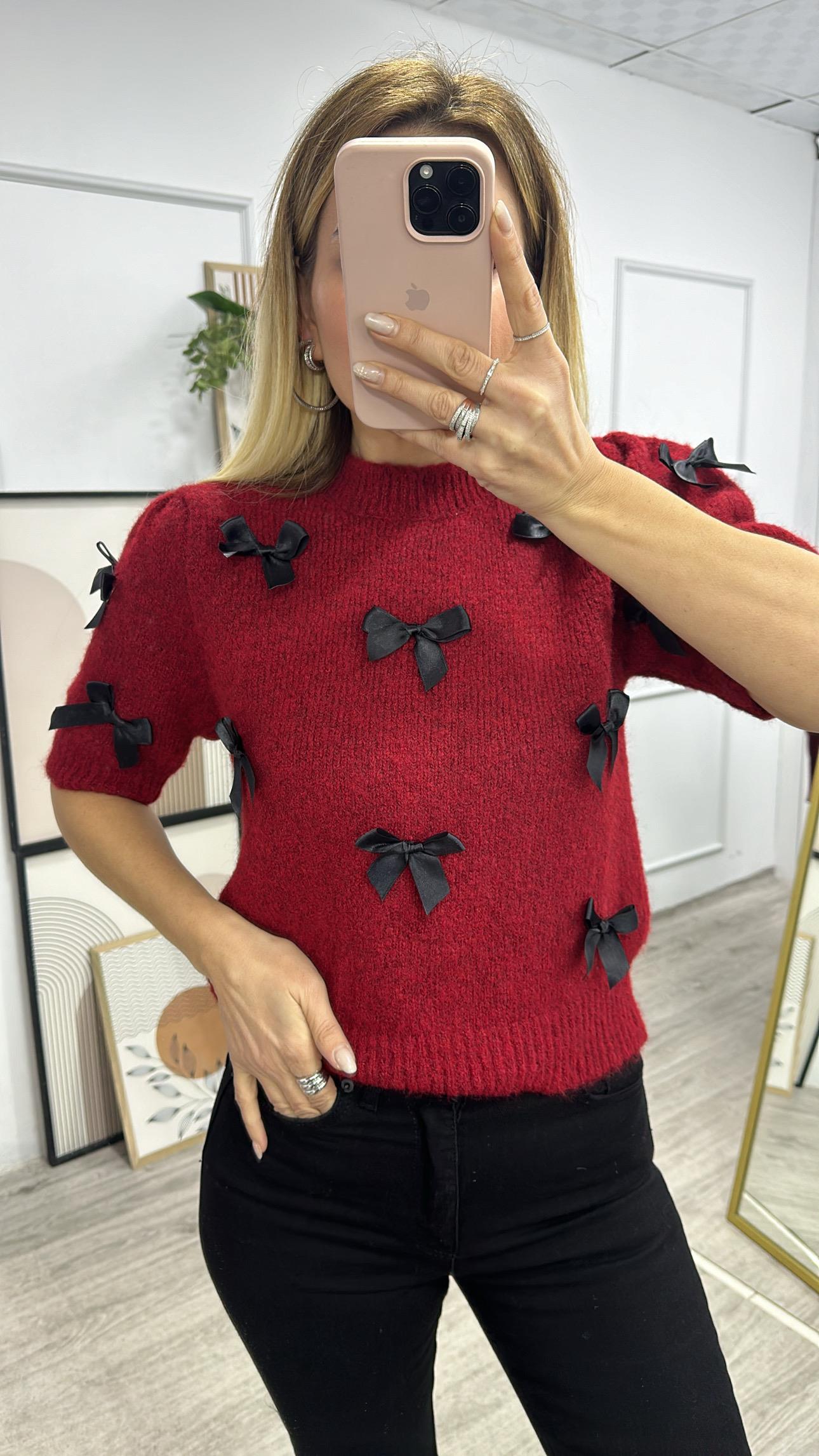 Bisiklet Yaka Kurdele Detaylı Triko Kazak