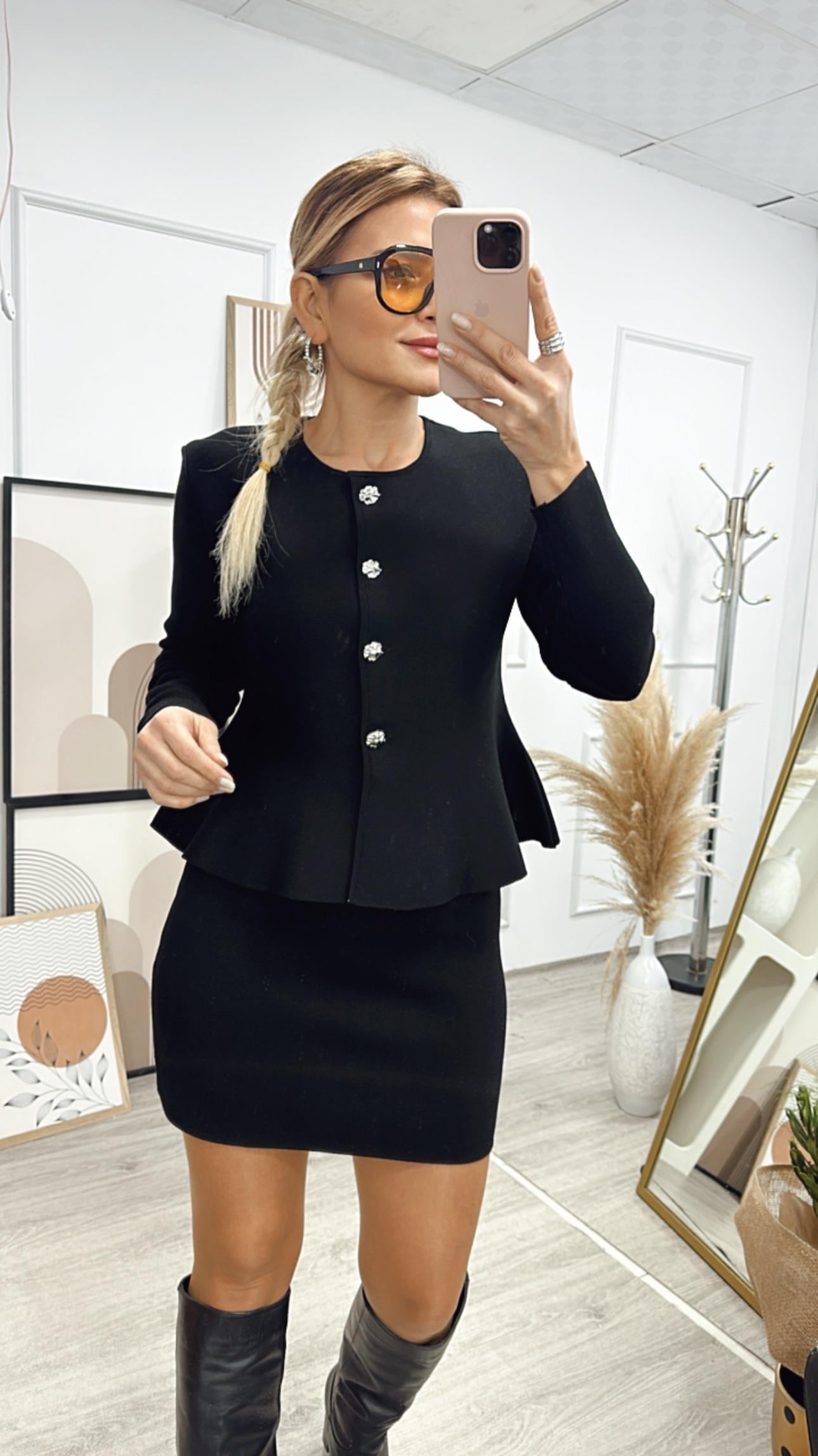 Bisiklet Yaka Volanlı Düğmeli Triko Hırka