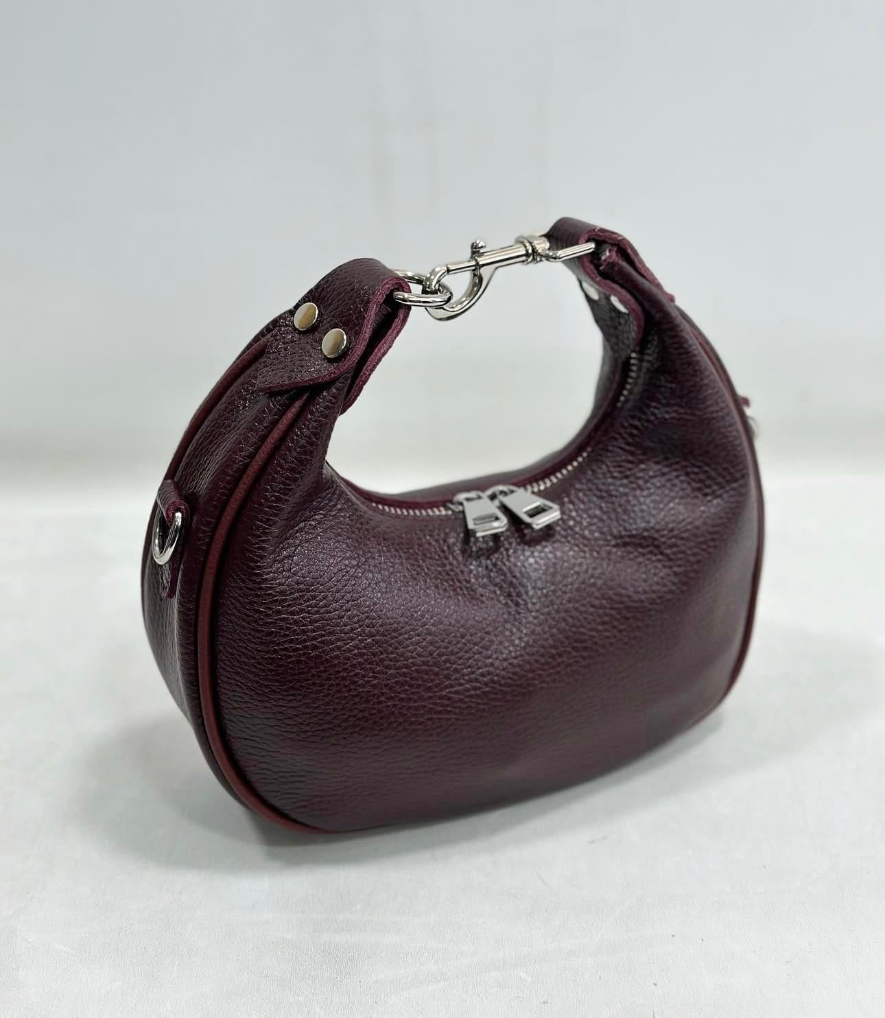 Bordo Deri Askılı Çanta