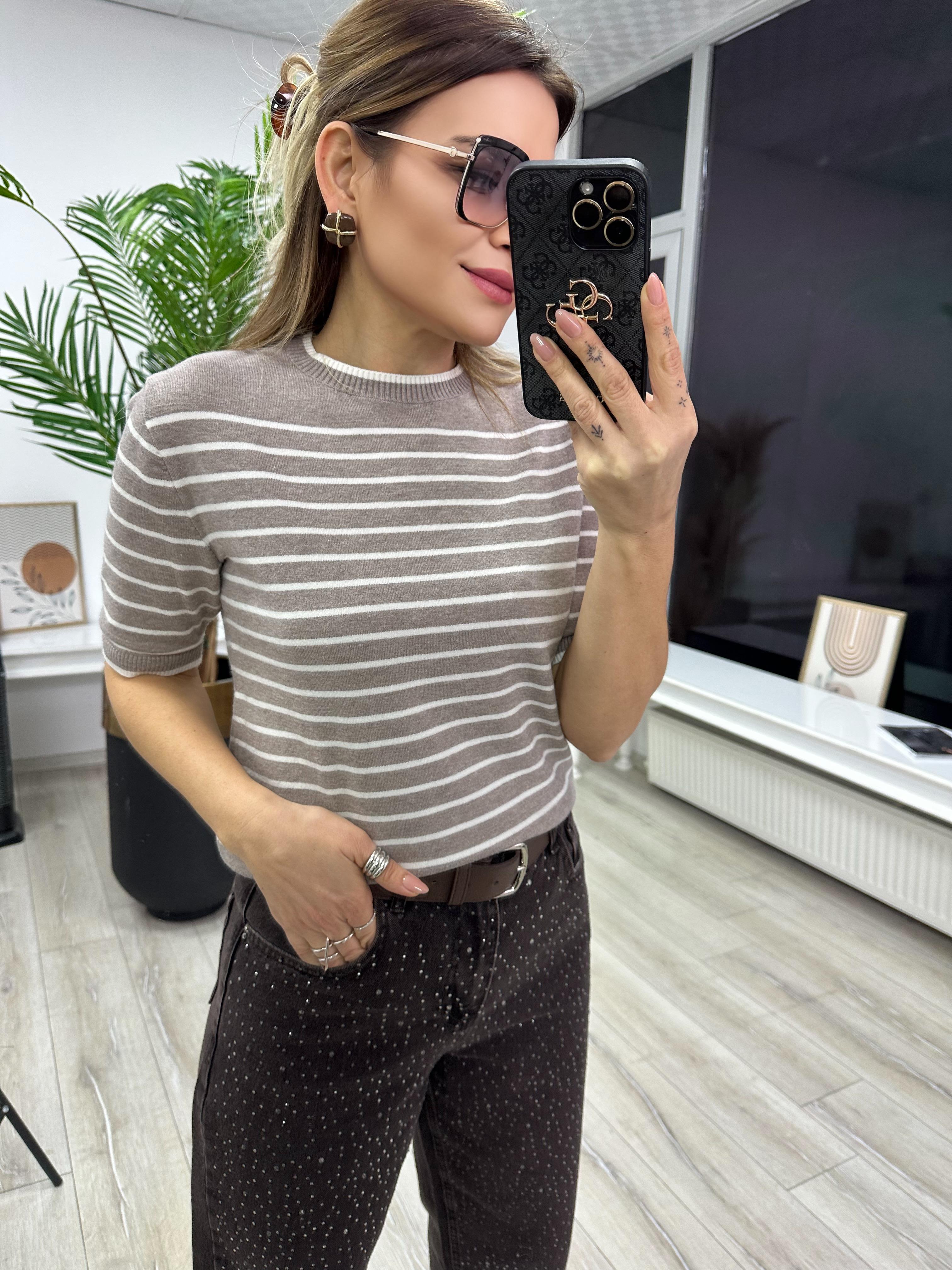 Çizgili Triko Bluz