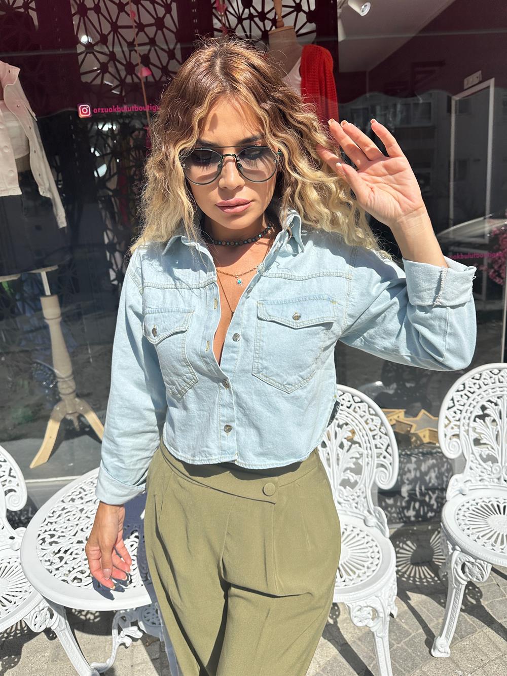 Denim Kısa Kot Gömlek 