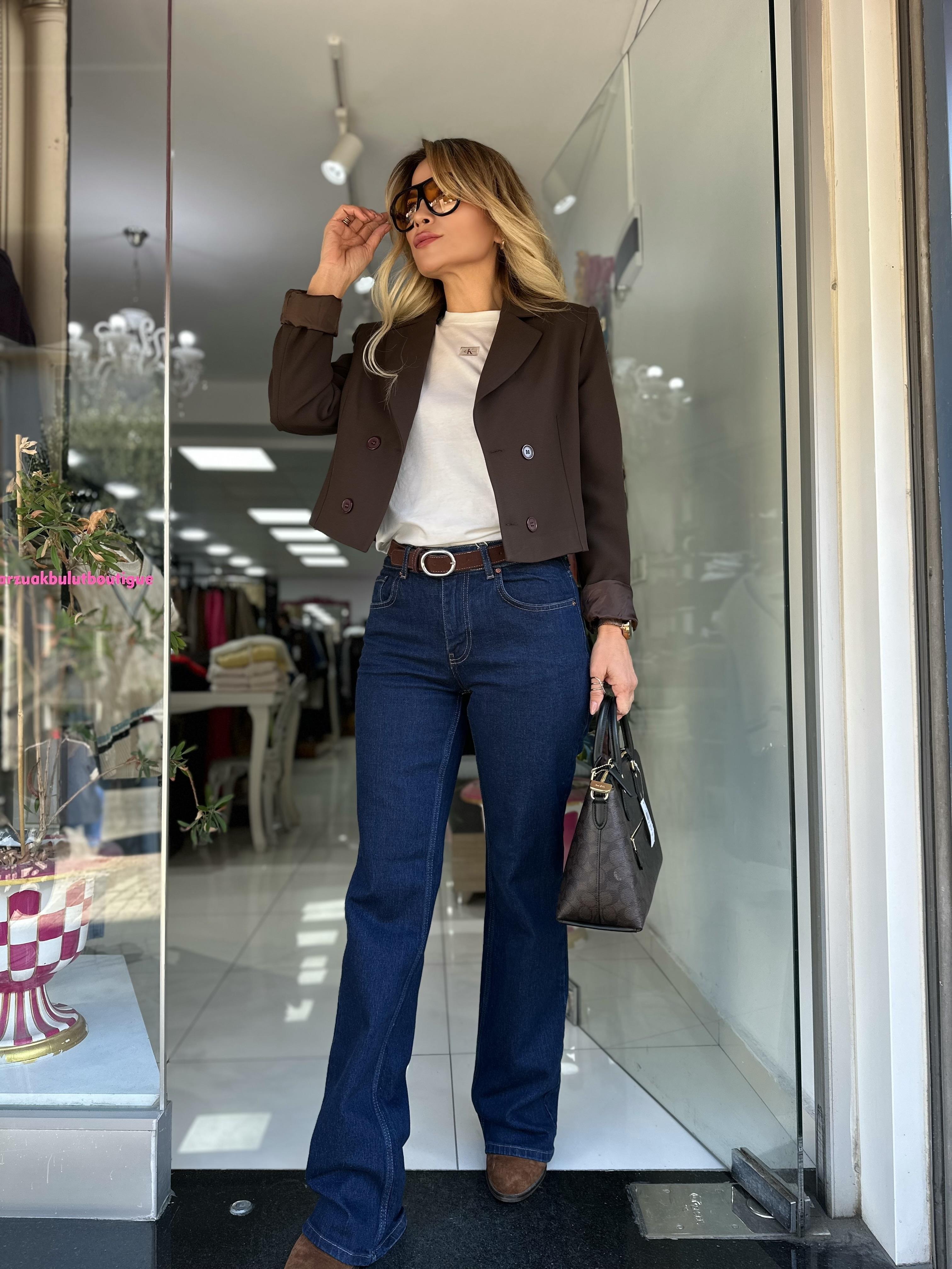 DLV Lacivert Kemerli Jean