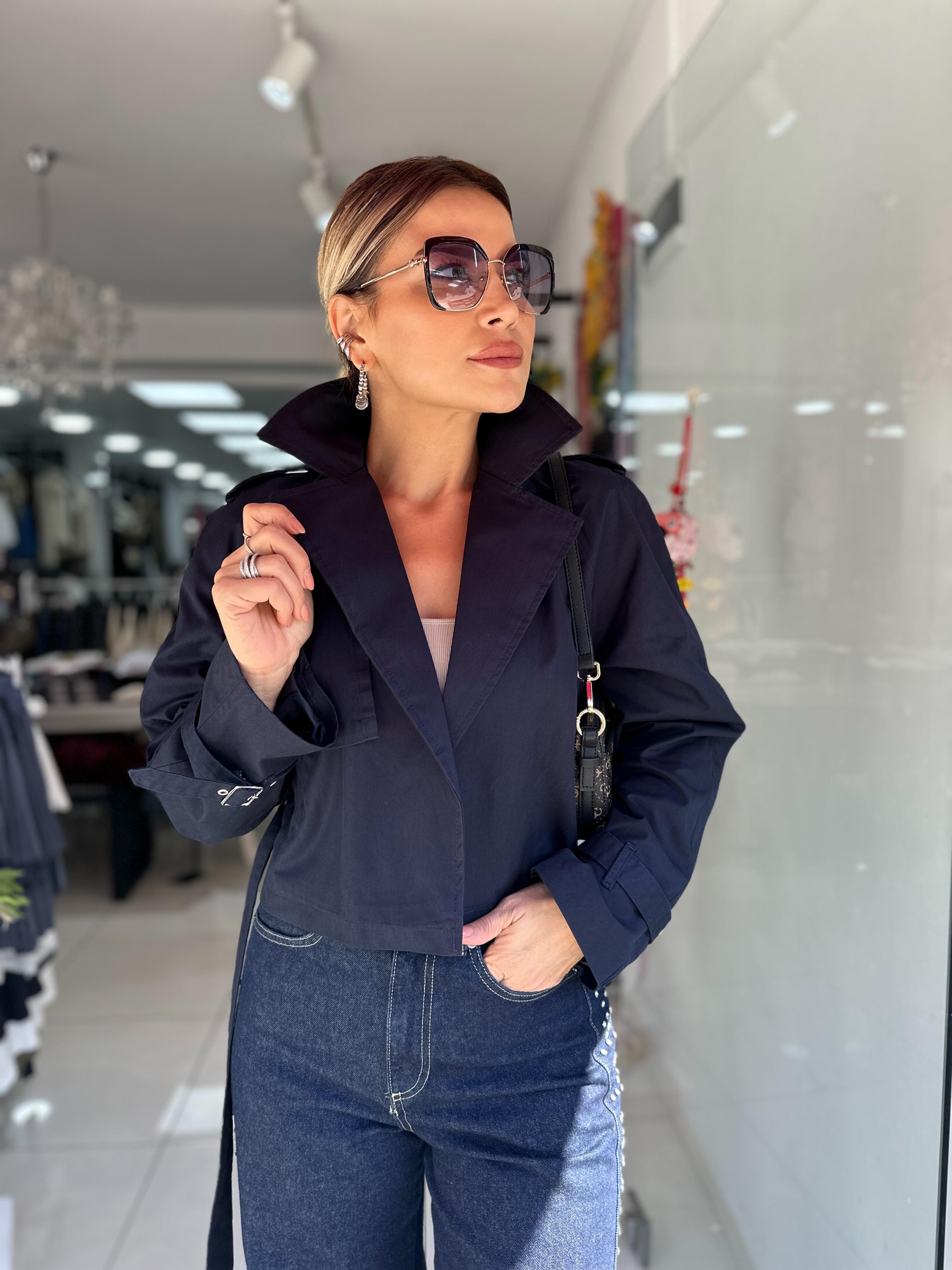 DLV Lacivert Kısa Trençkot 
