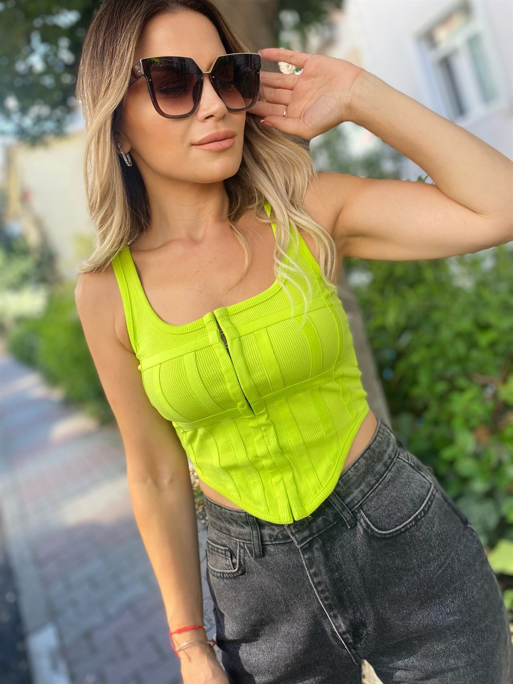 DLV  Yeşil Korse Croptop