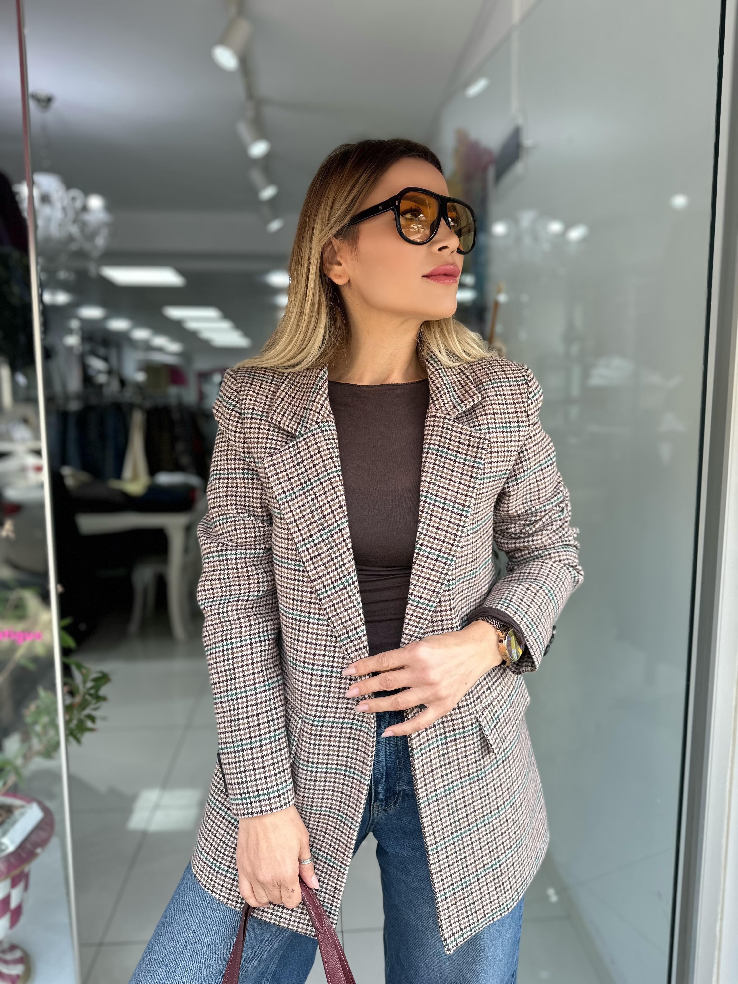 Ekose Desenli Blazer Ceket