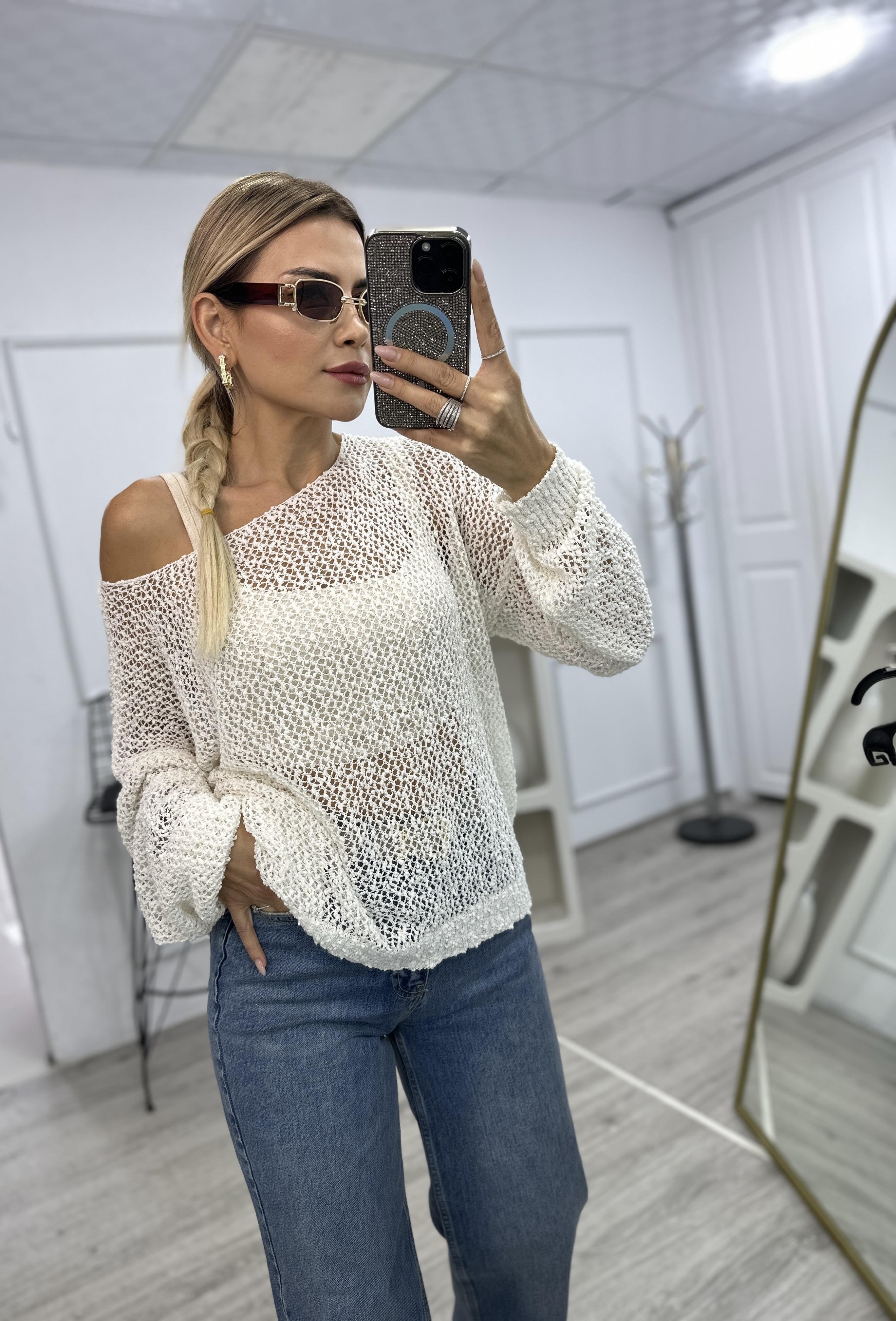 Ekru Ajurlu Triko 