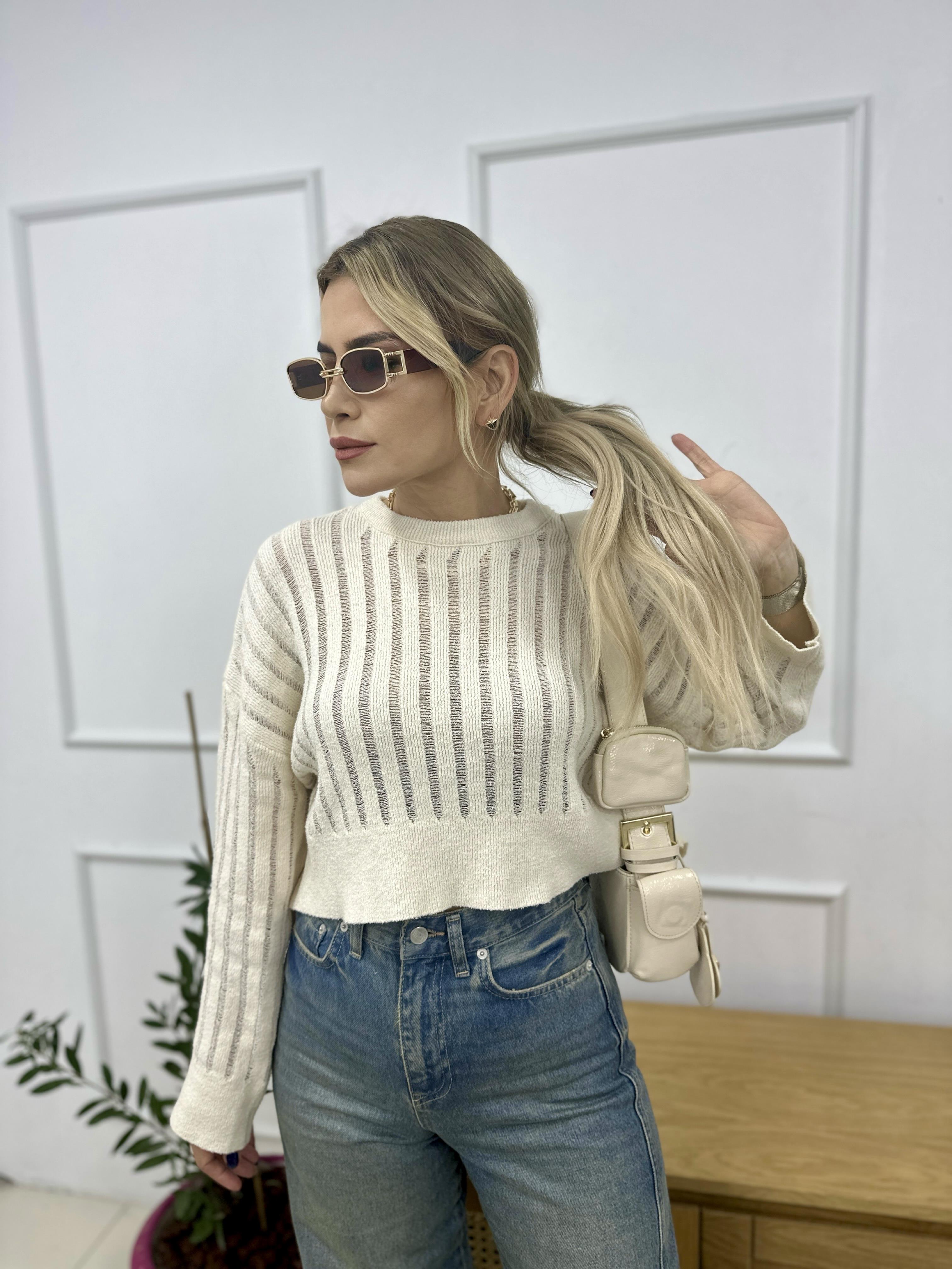 Ekru Ajurlu Triko Kazak 