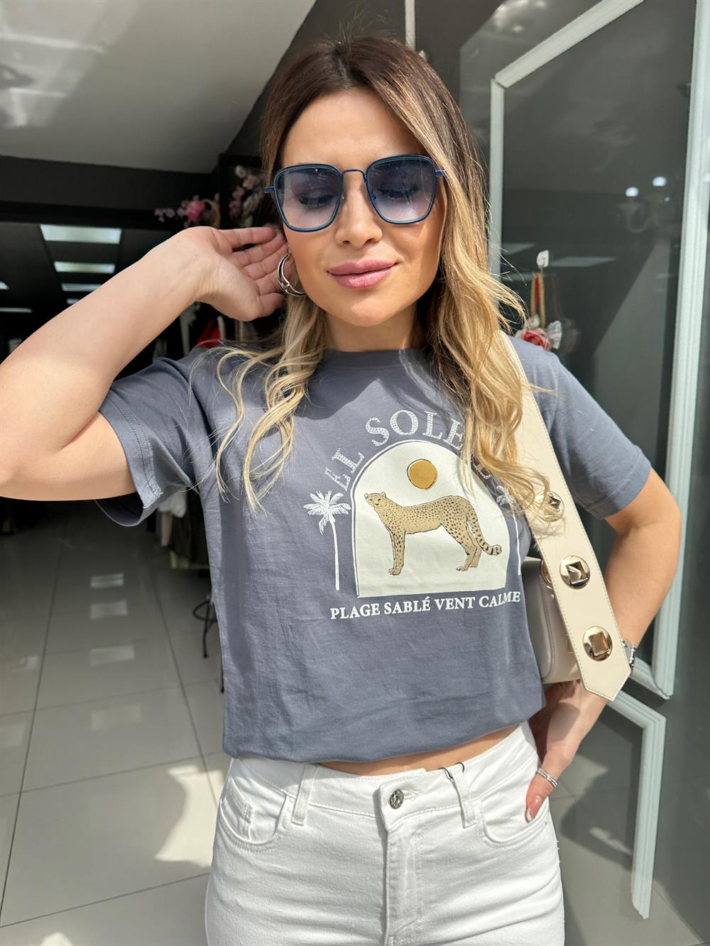 FC Antrasit Taşlı Tshirt