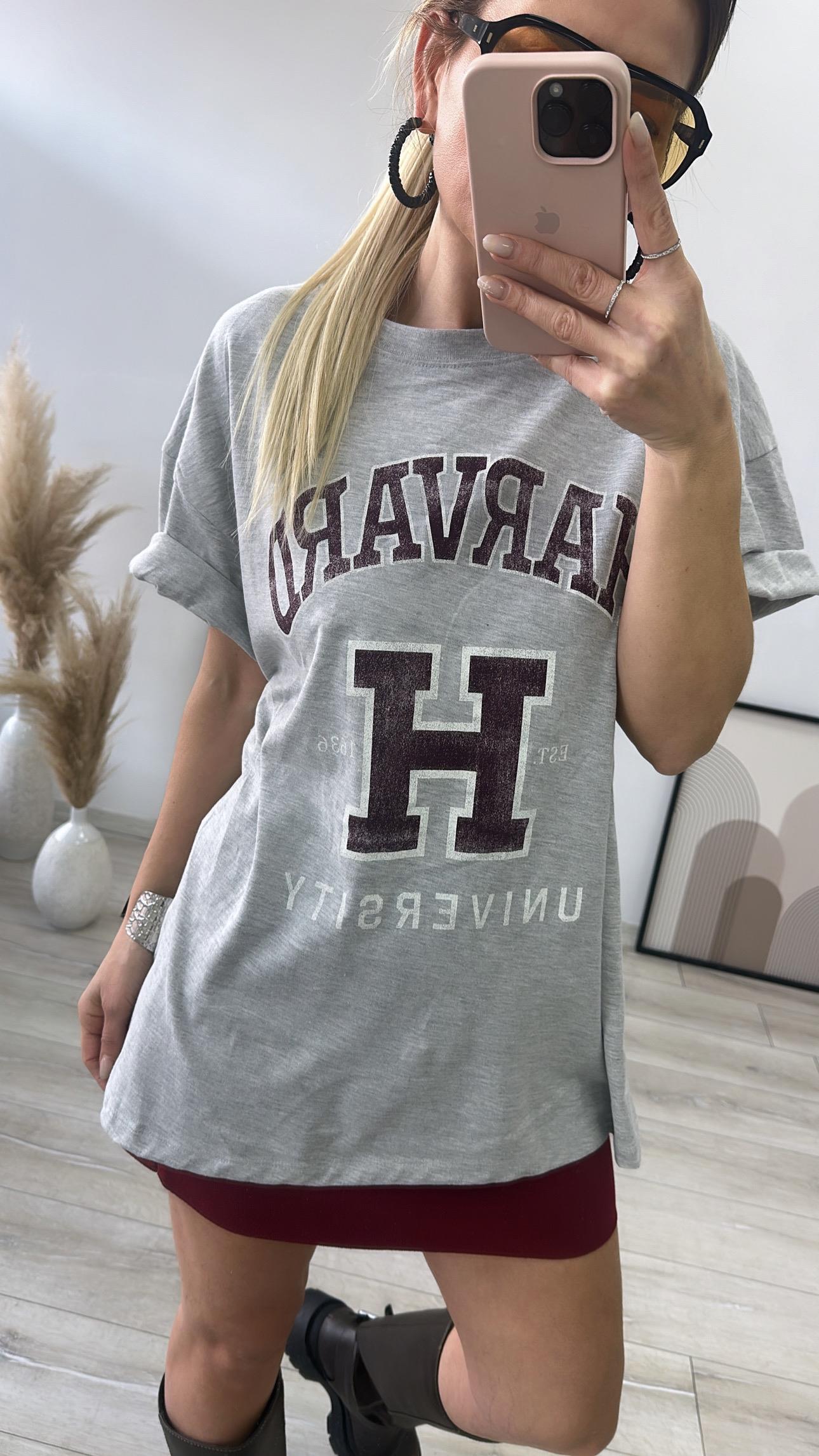 Gri Baskılı Oversize Tşhirt