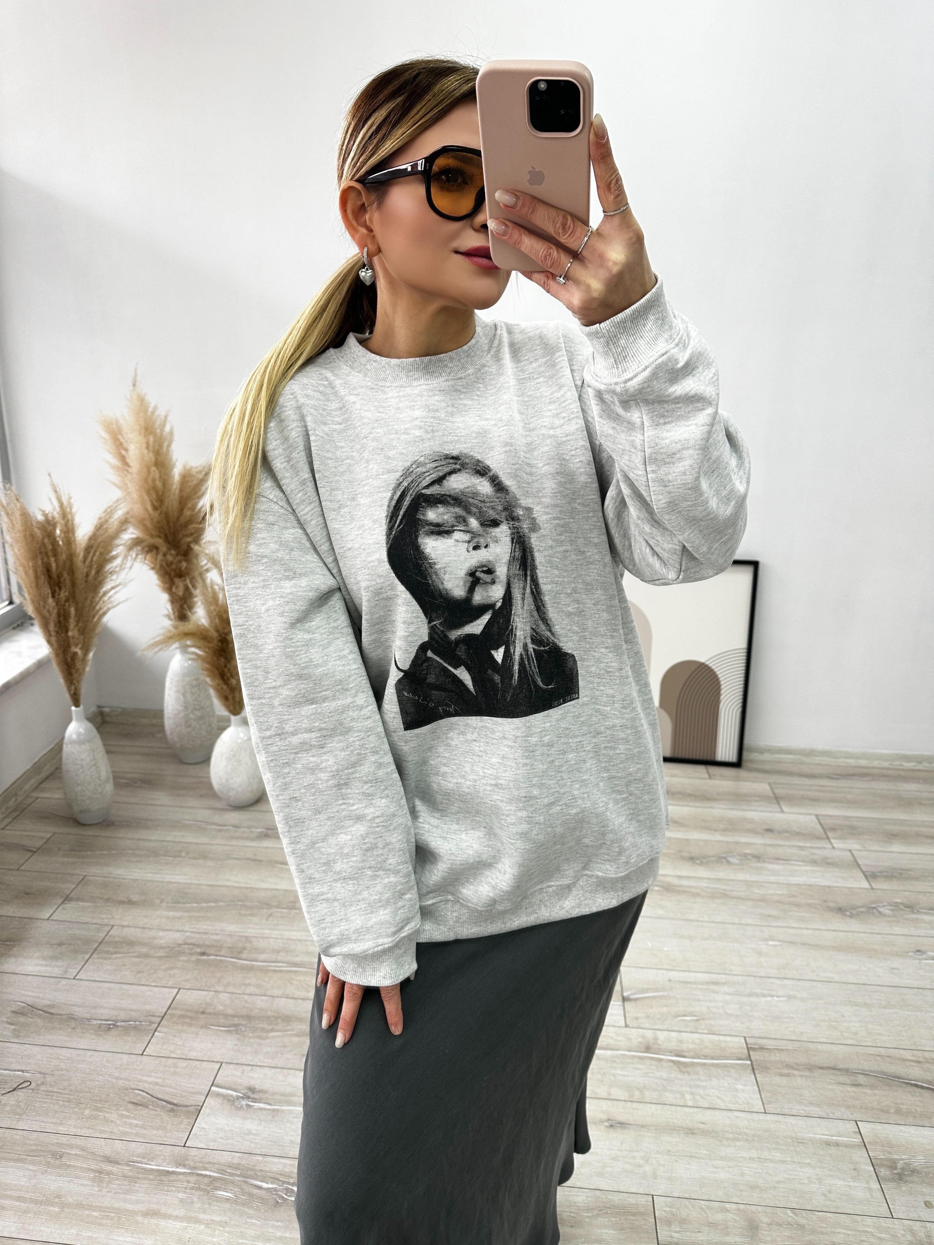 Gri Baskılı Sweat