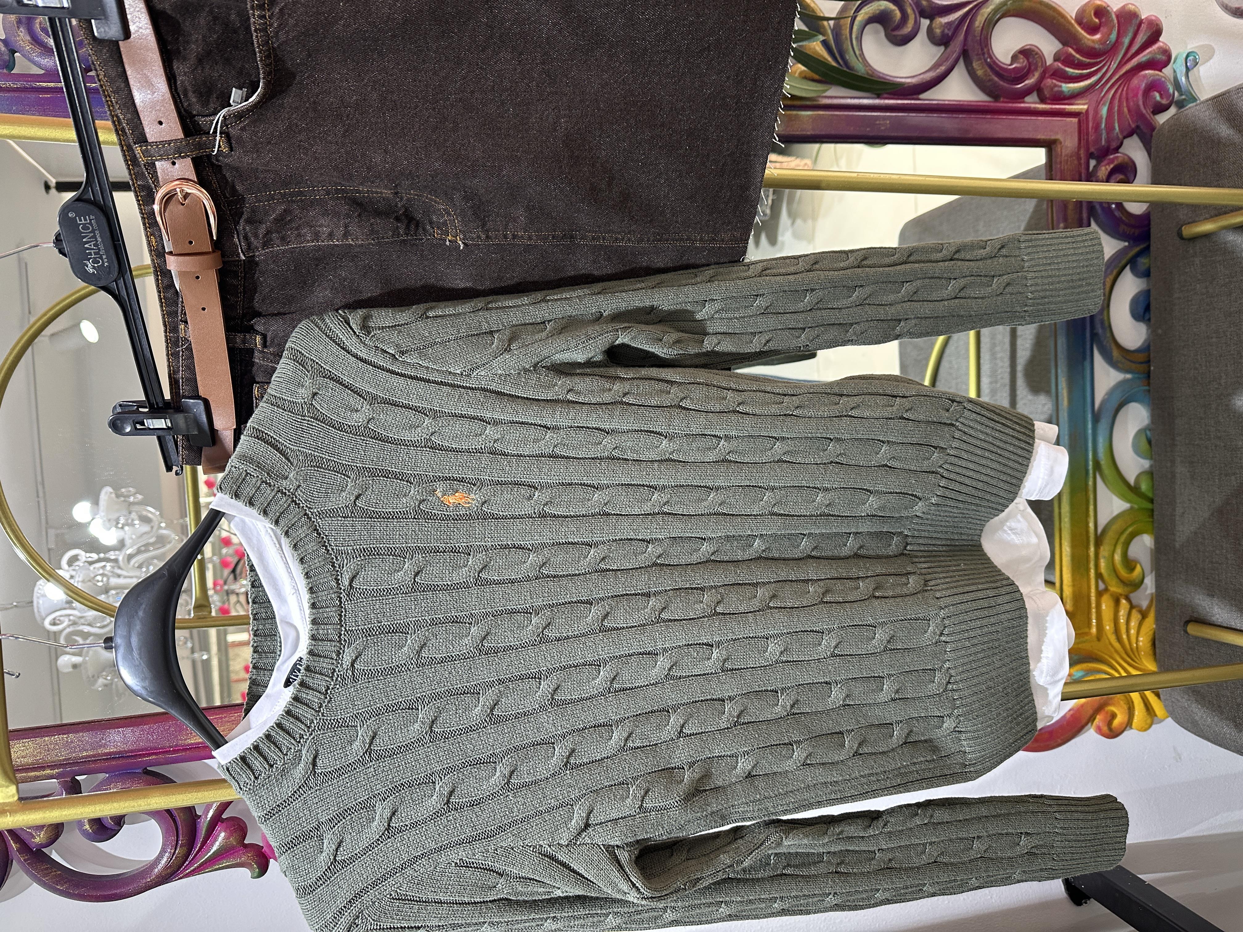 Haki Örme Triko Kazak