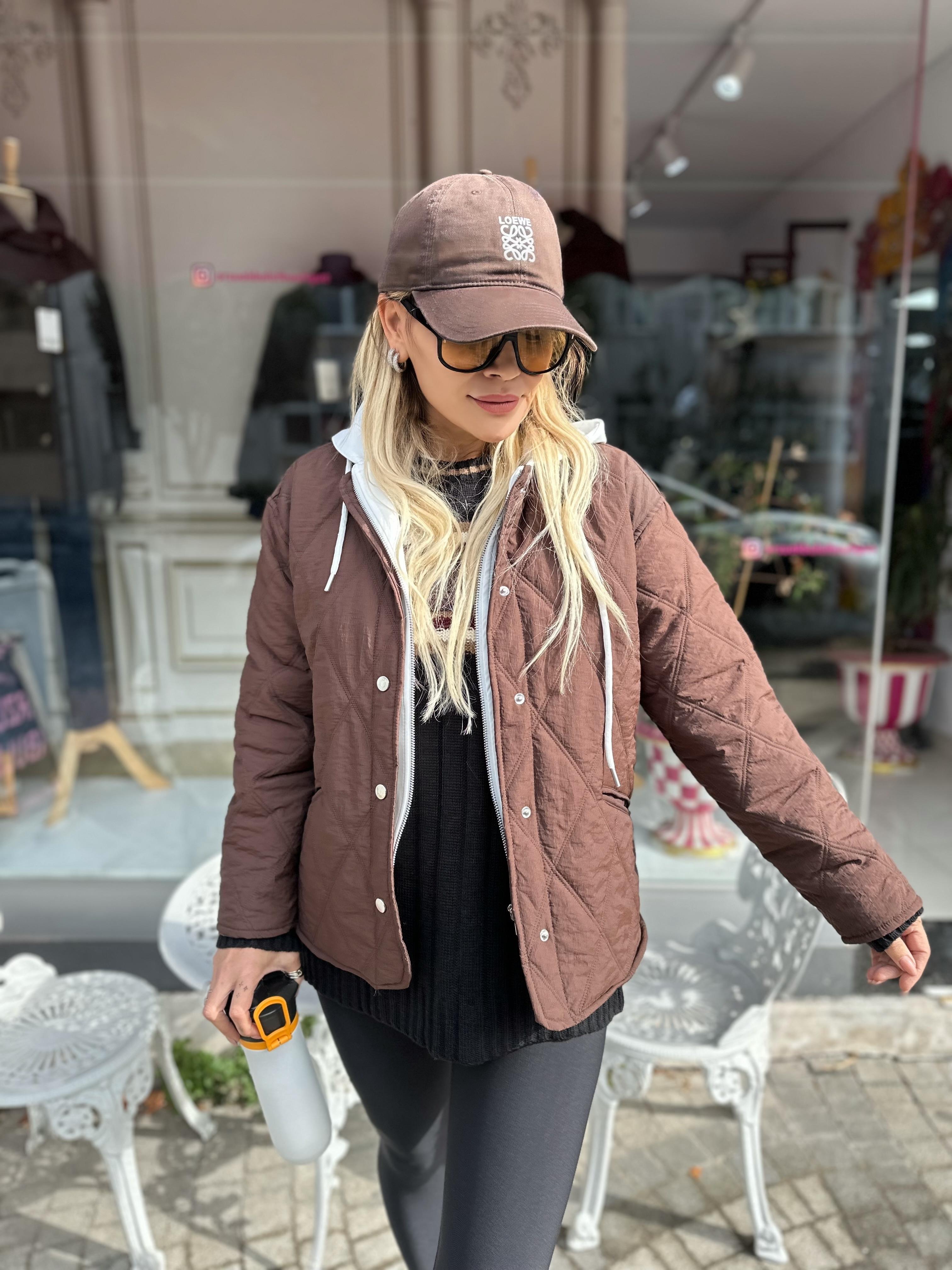 Kahve Kapişonlu Mont