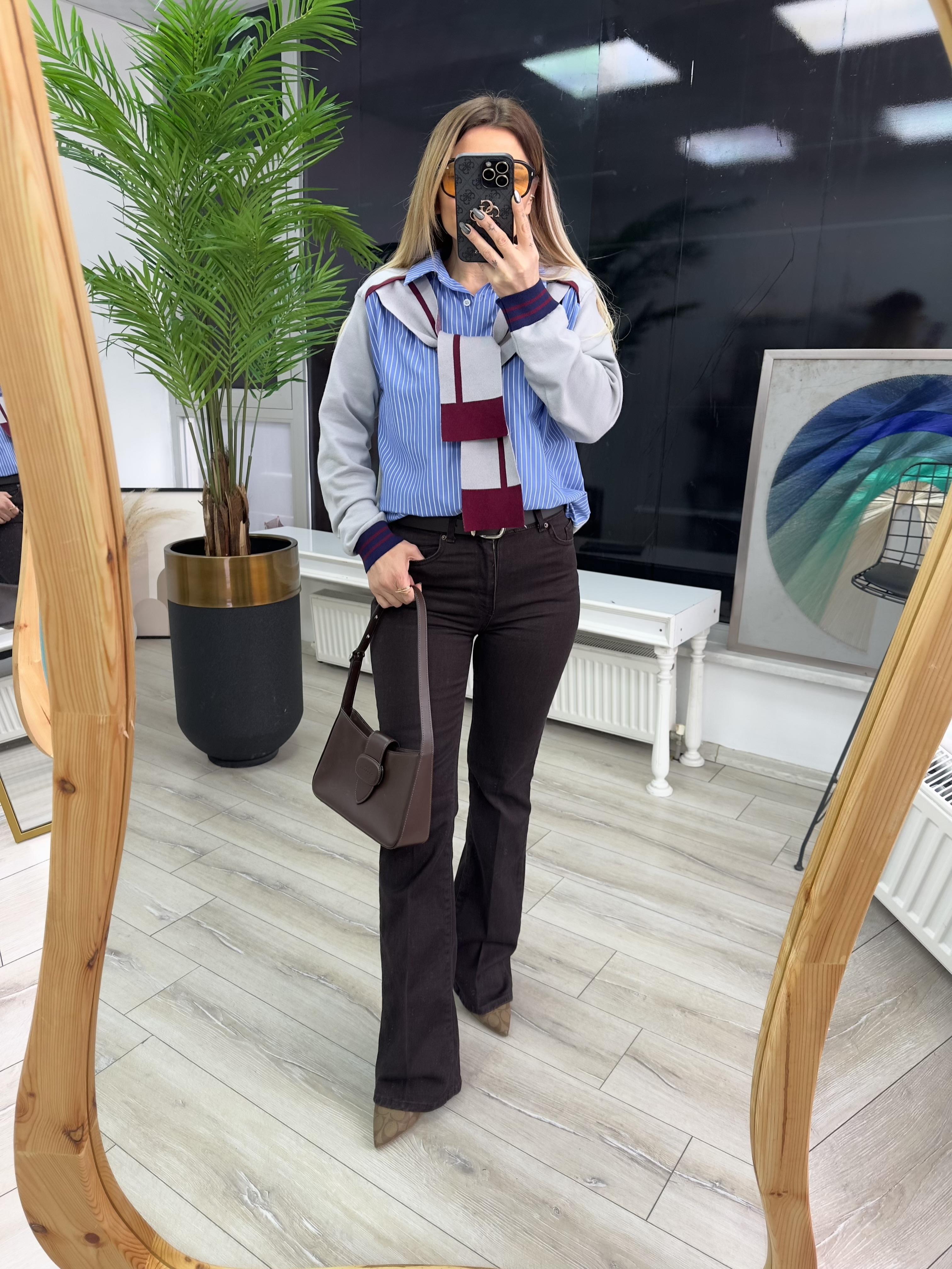 Kahve Kemerli Likralı Jean