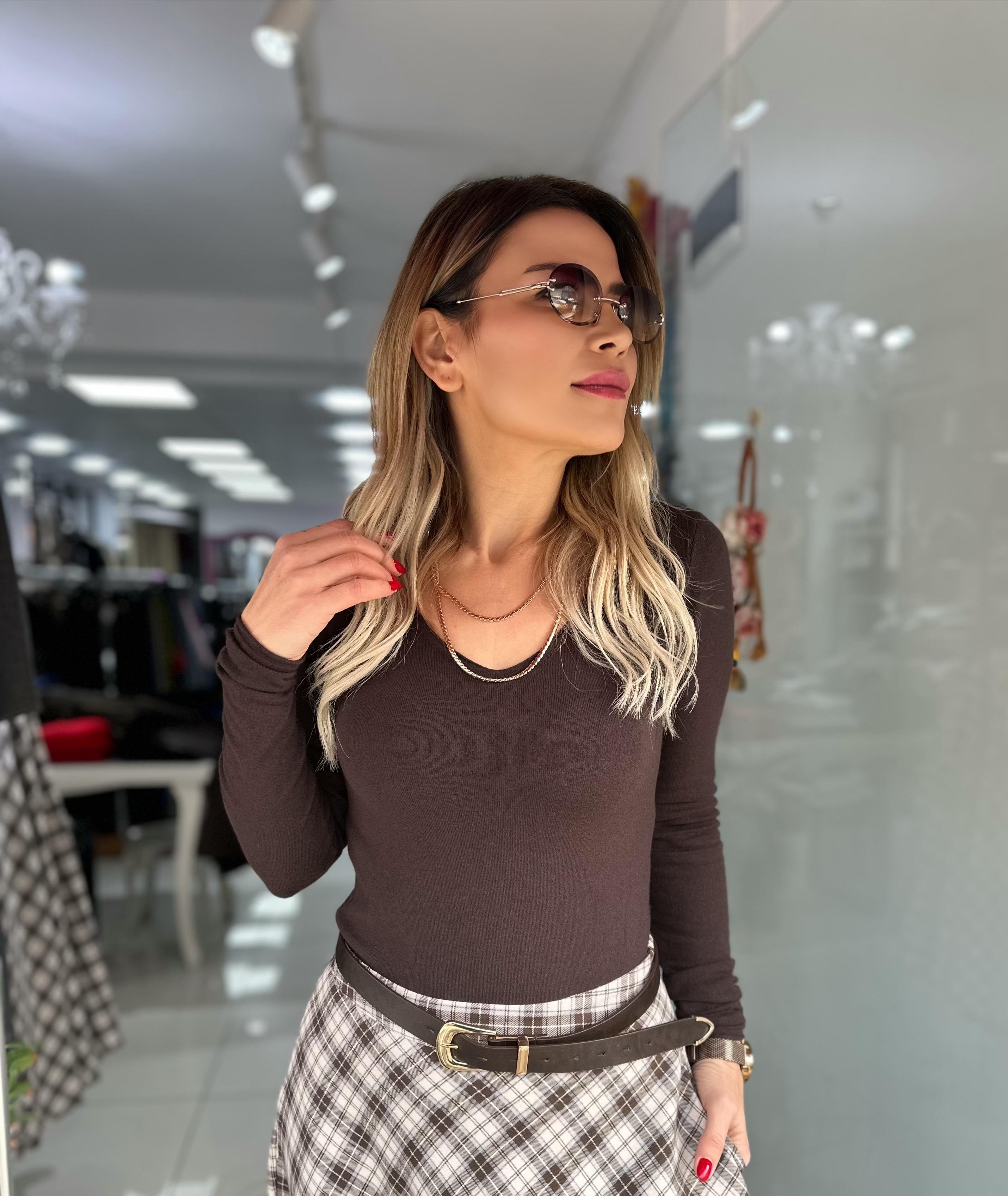 Kahve V Yaka Kaşmirli Ultra Hafif Triko