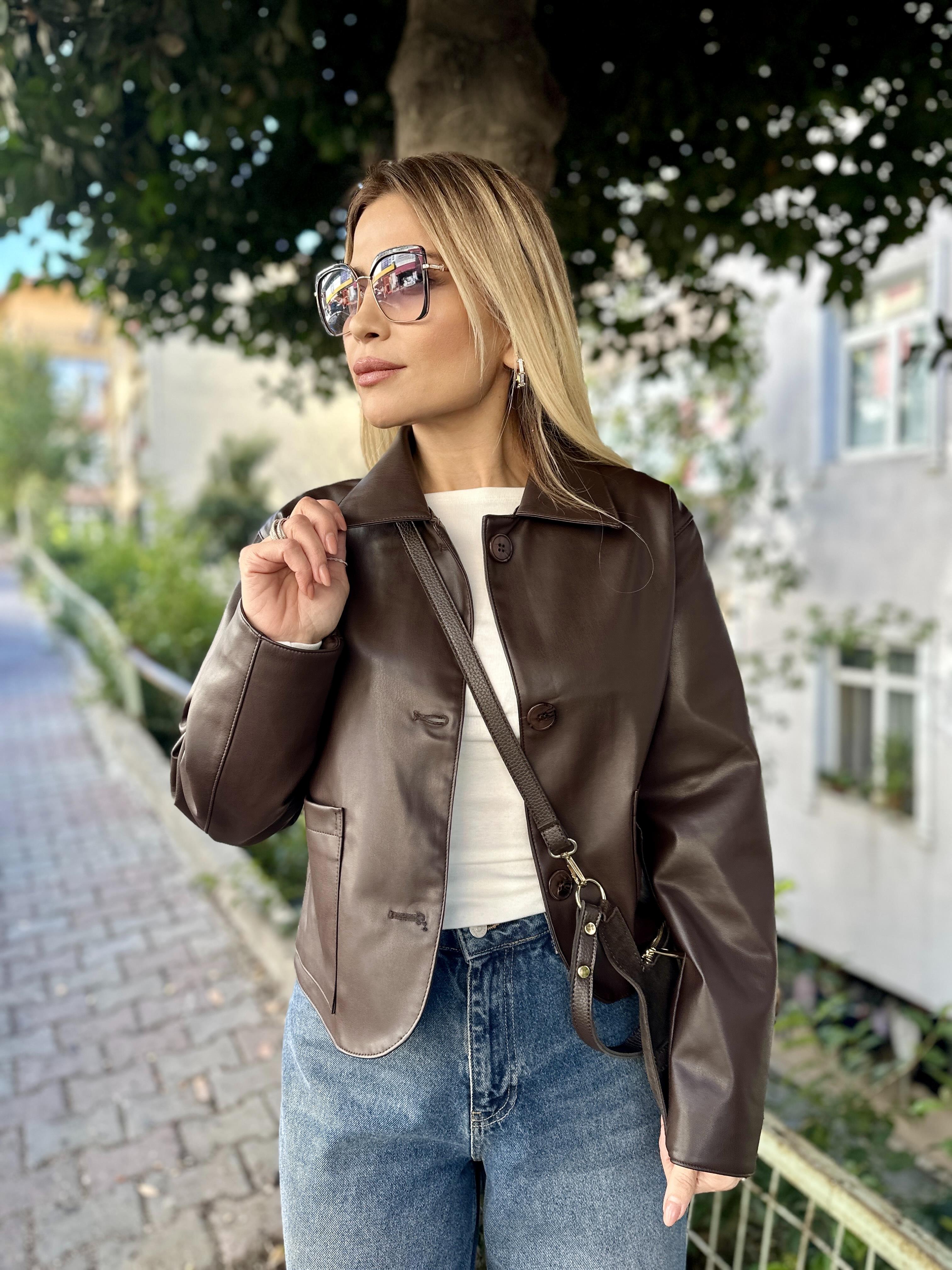 Kahverengi Deri Ceket 