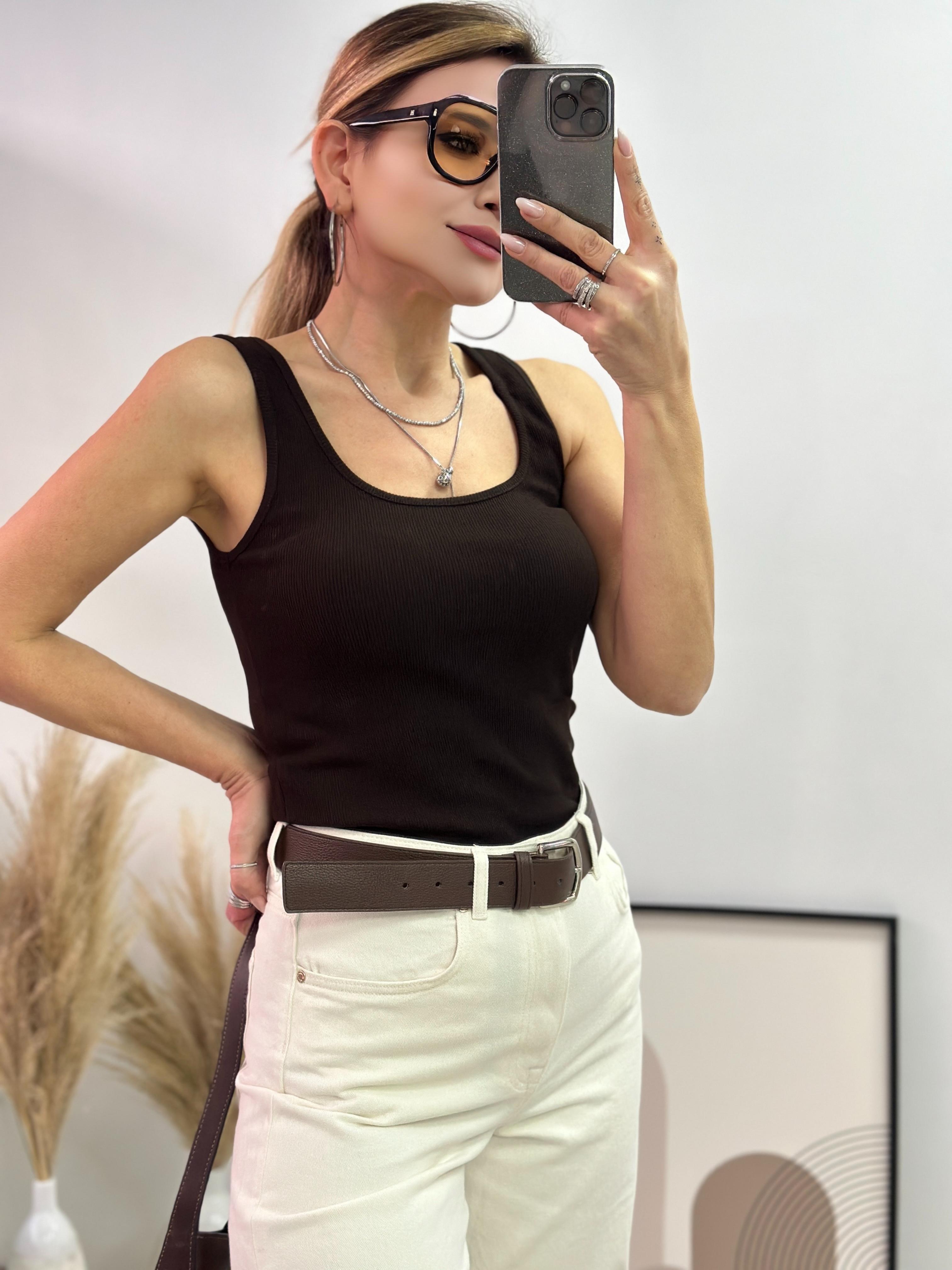 Kahverengi Fitilli Bluz 