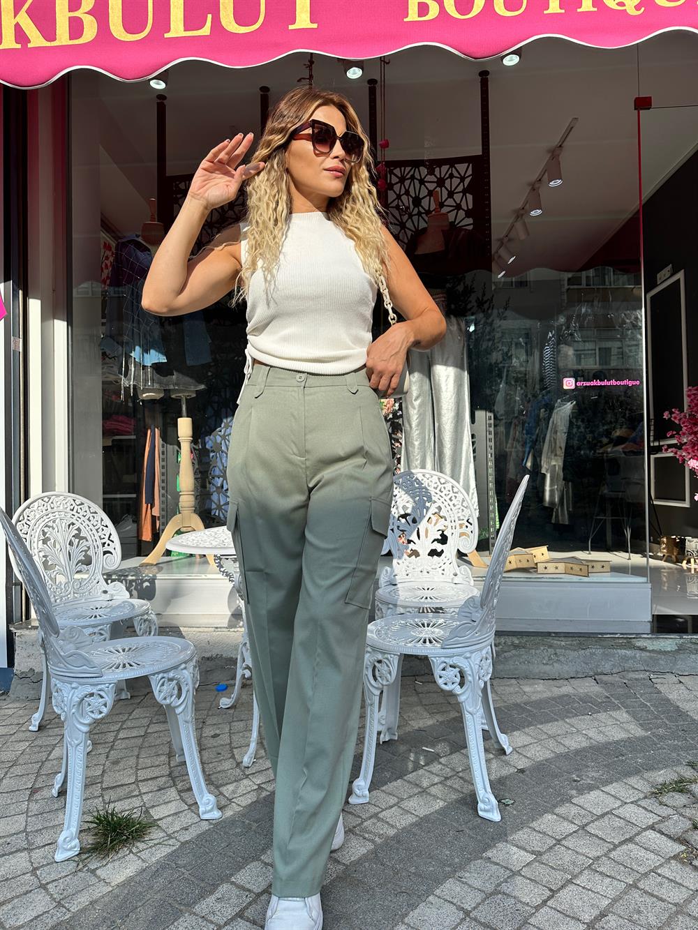 Kargo Dokuma Kumaş Yeşil Pantolon
