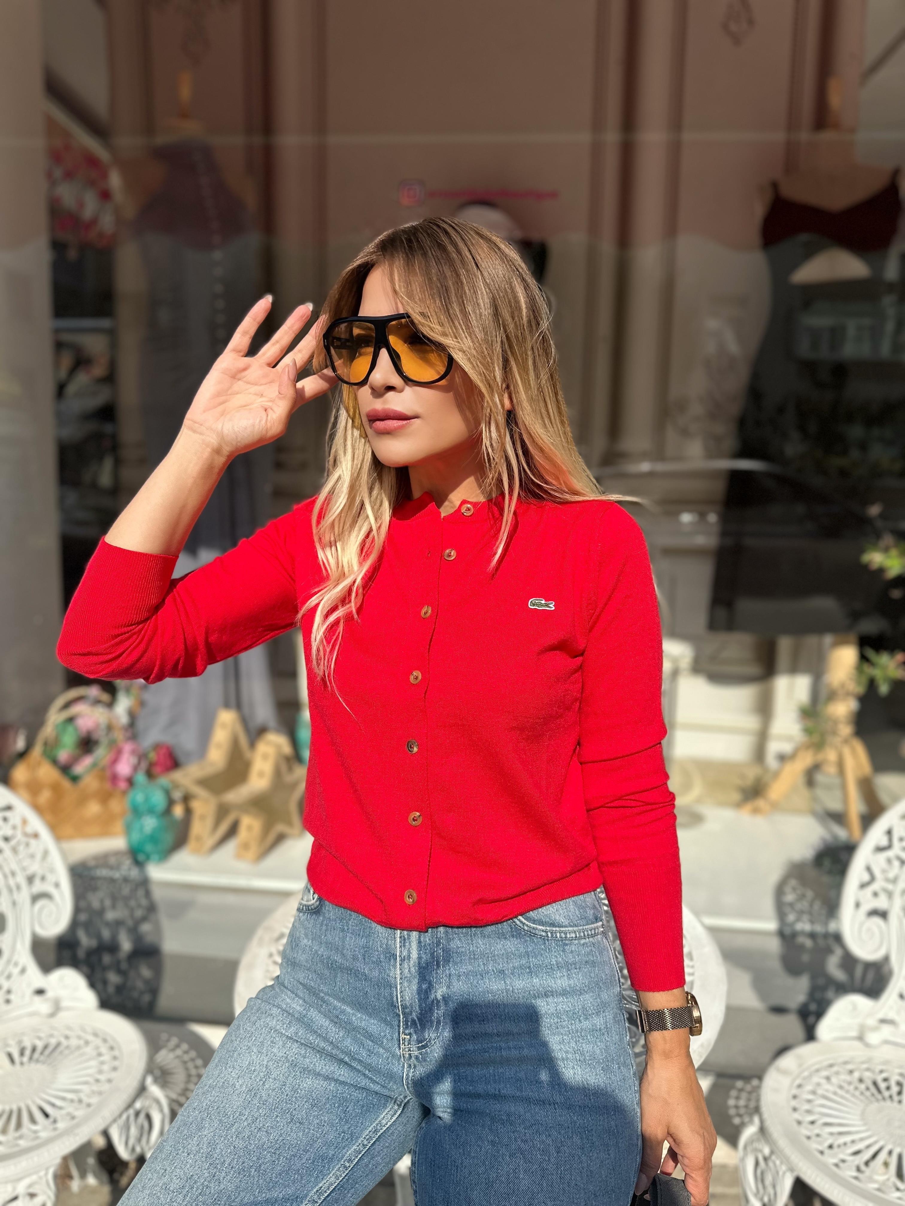 Kırmızı Marka Logolu Hırka 