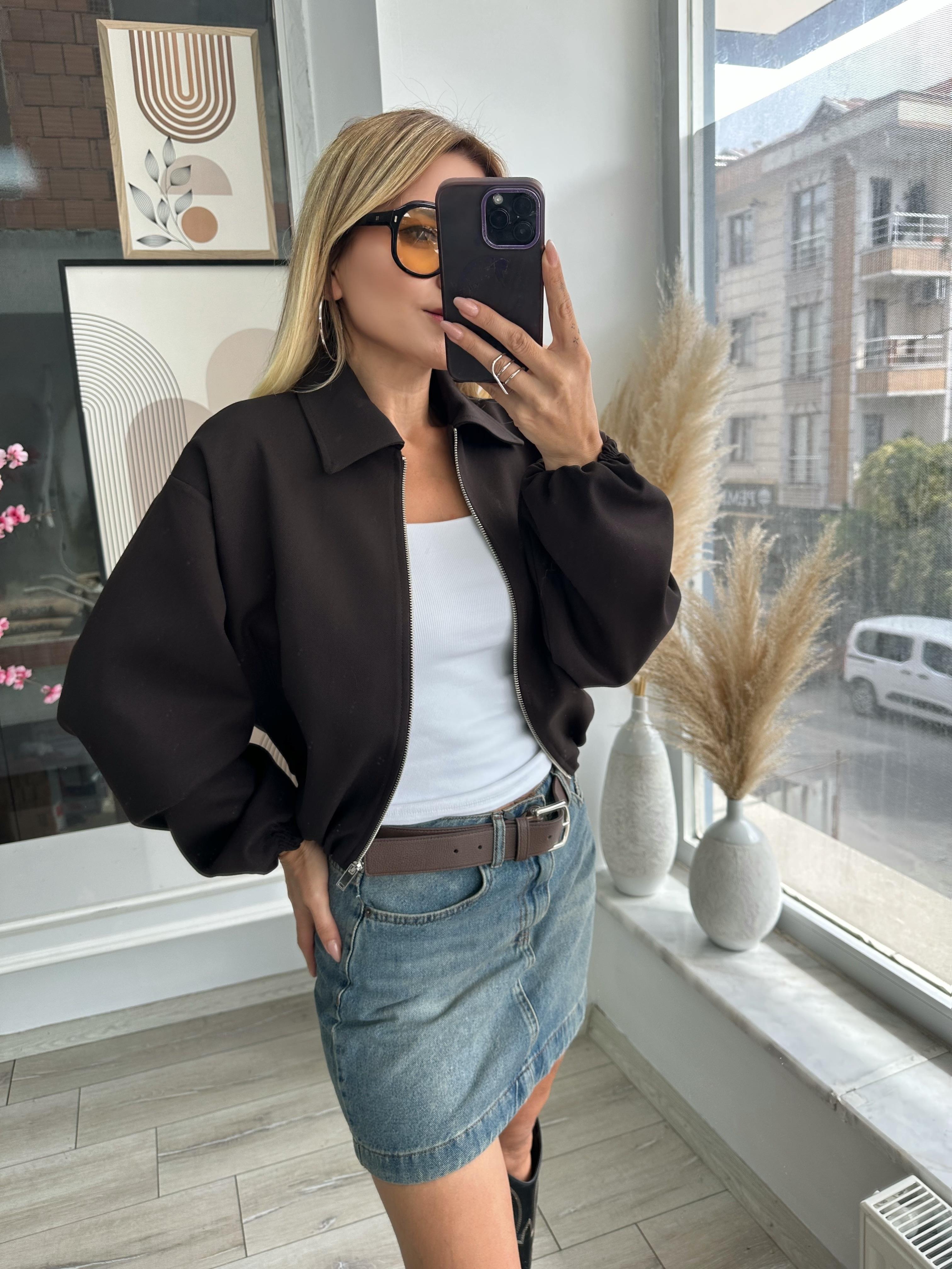 KR Kahverengi Bomber Ceket 