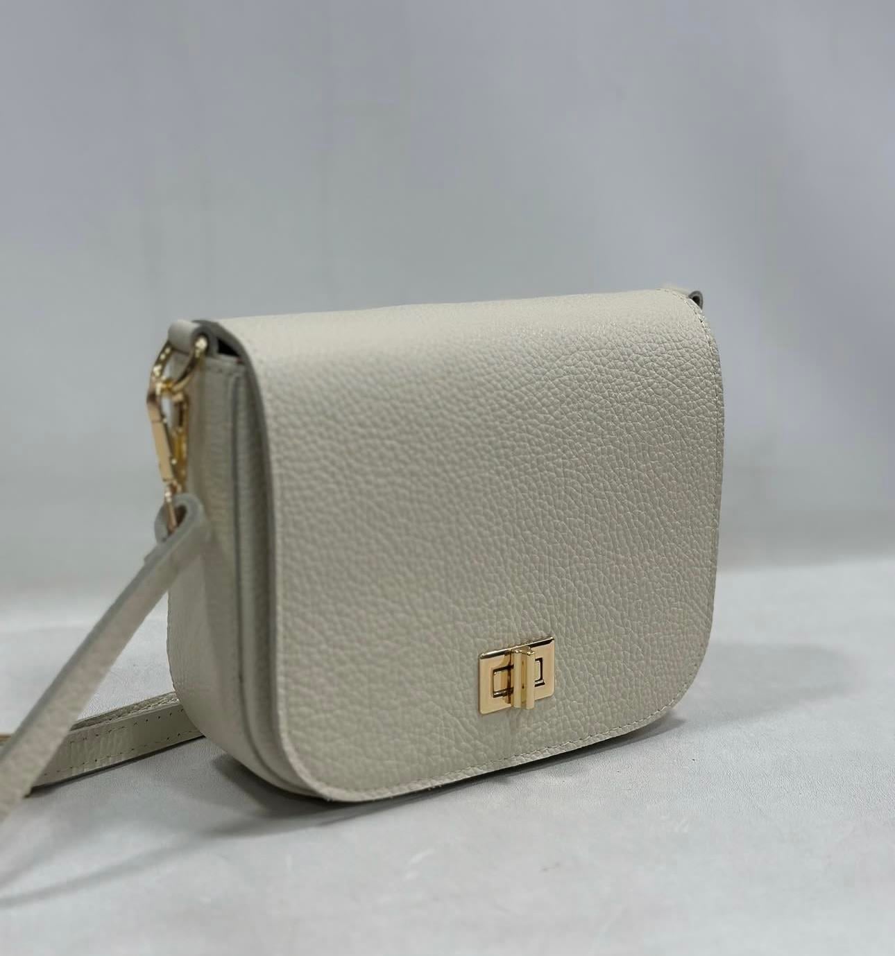 Krem Deri Baget Çanta