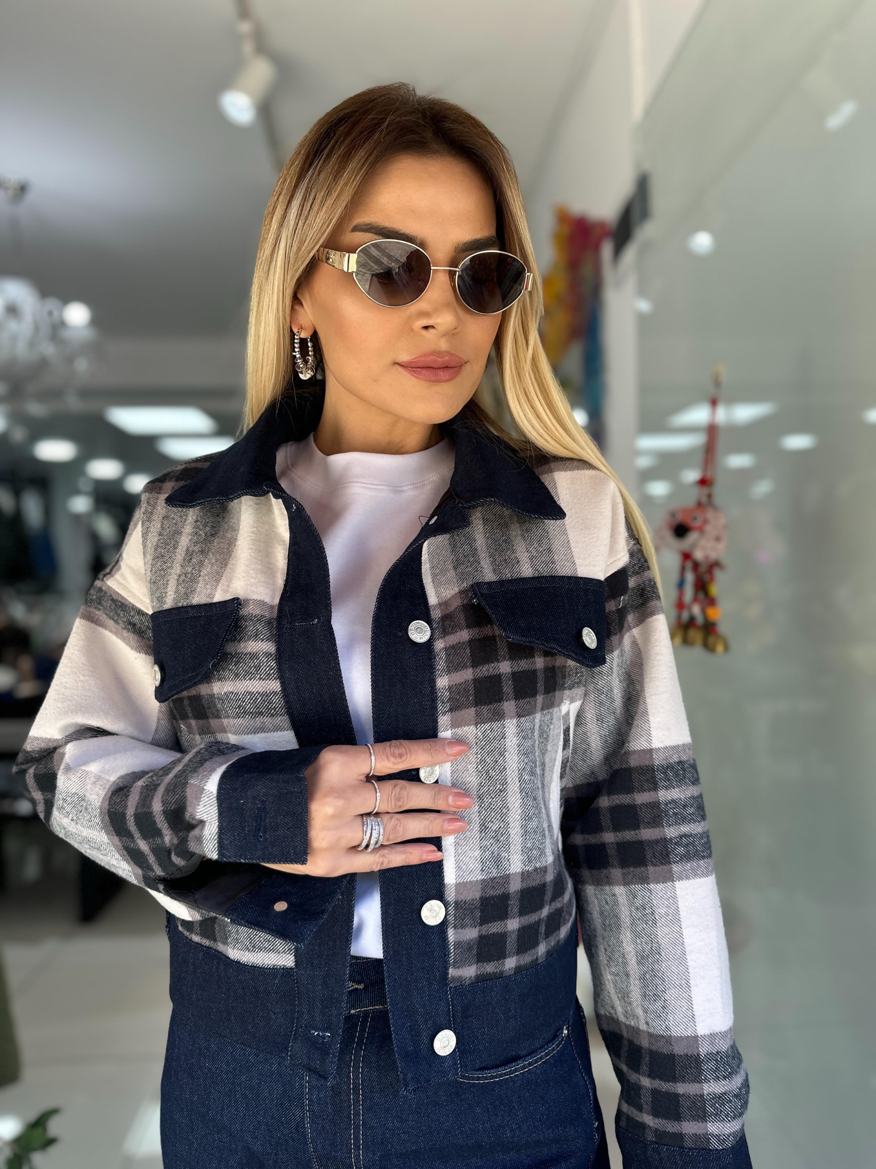 Lacivert Ekoseli Ceket