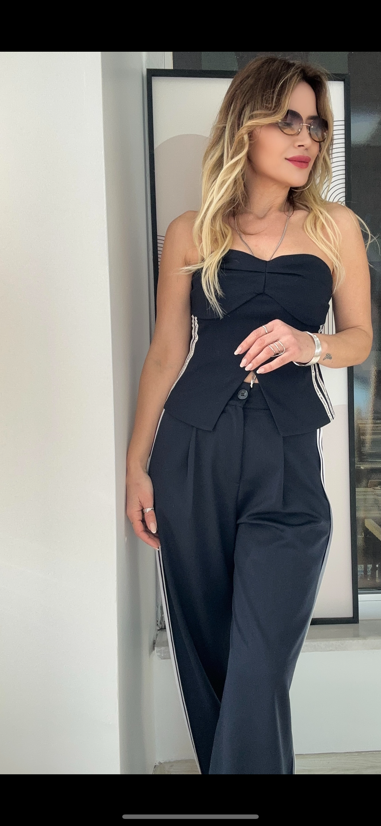 Lacivert Tasarım Pantolon 