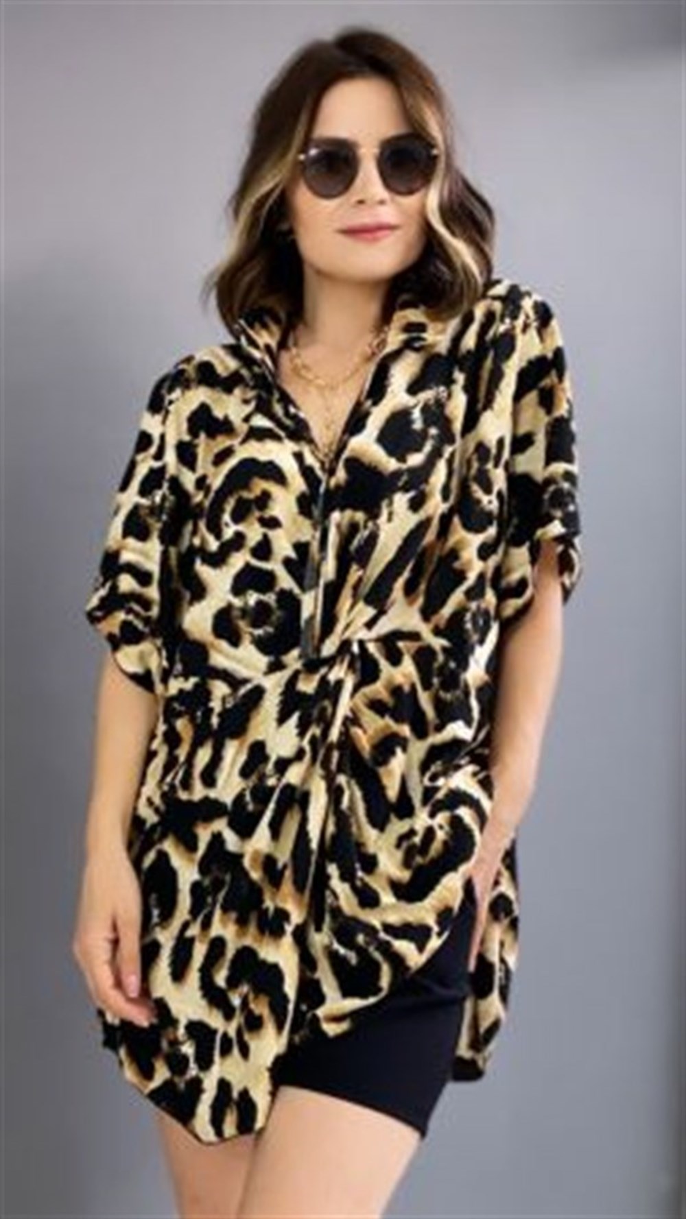 LEOPAR DESEN GÖMLEK