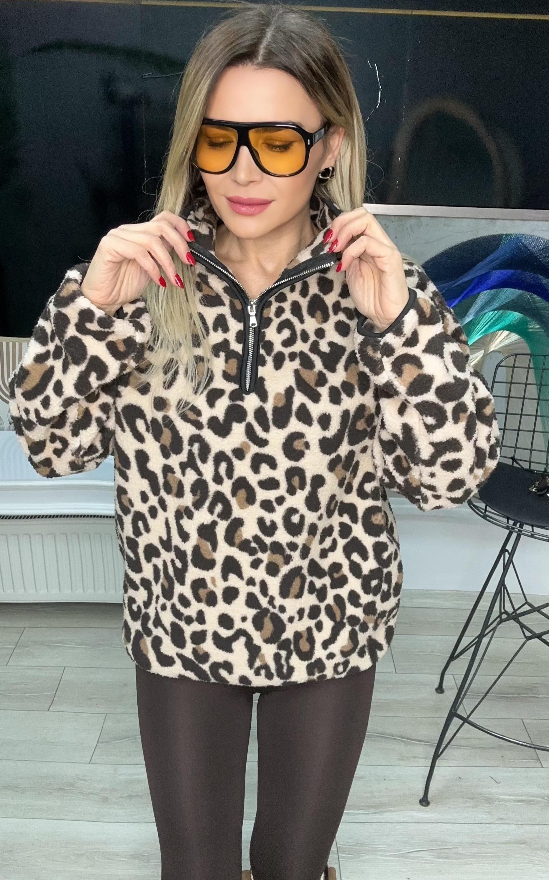 Leopar Desenli Polar Sweat