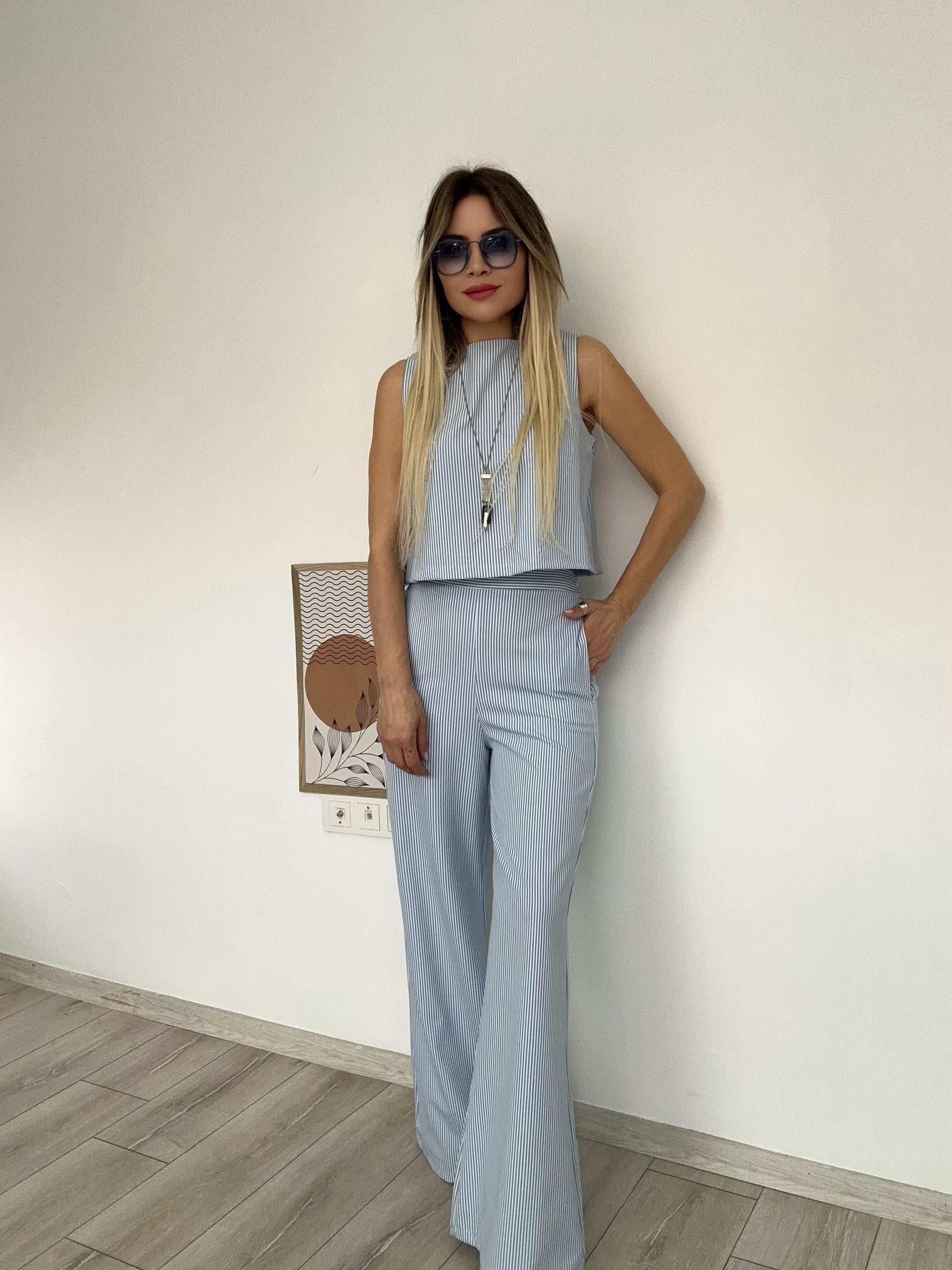 Mavi Çizgili Pantolon