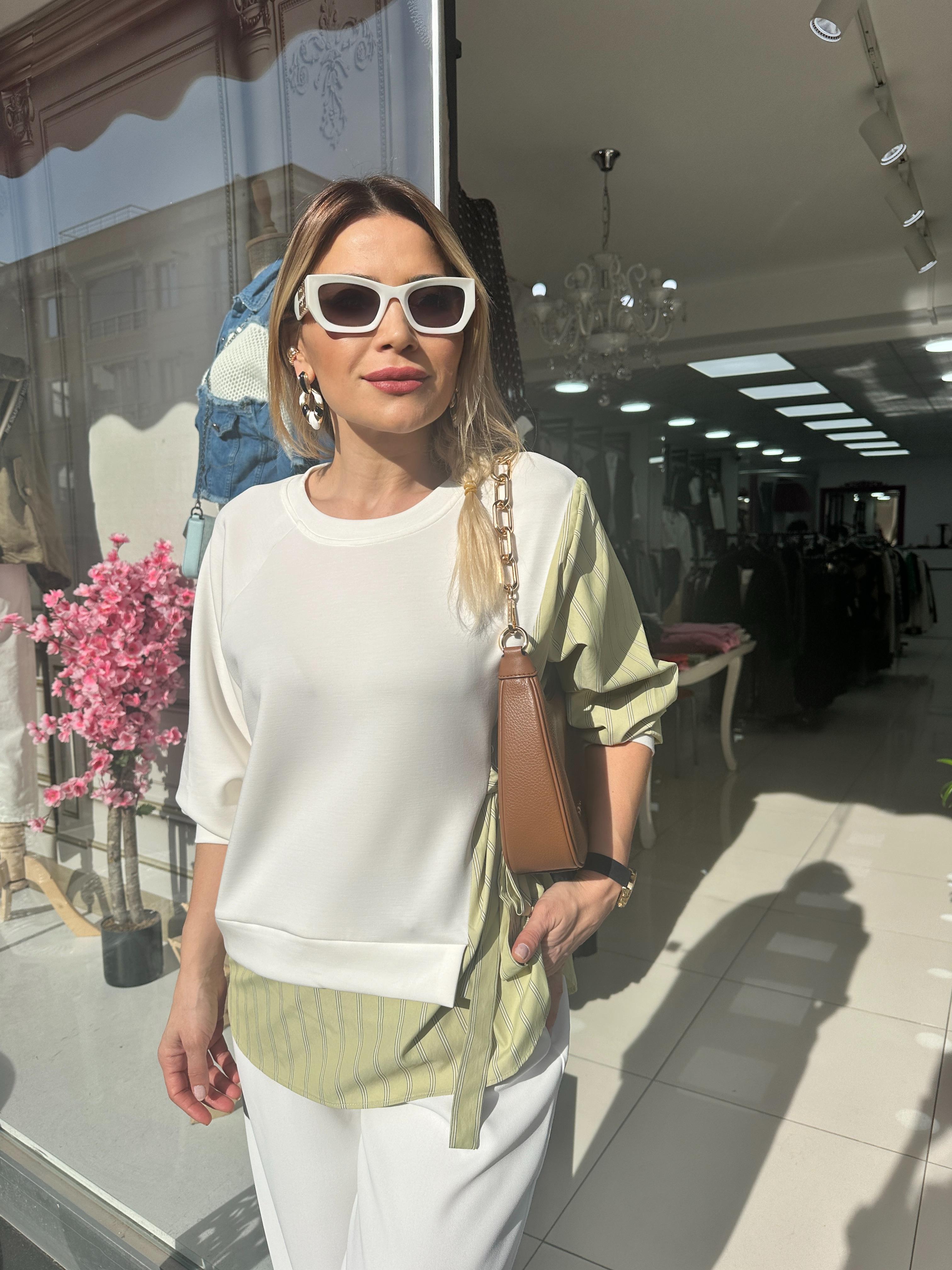 Modal Kumaş Gömlek Detaylı Sweat