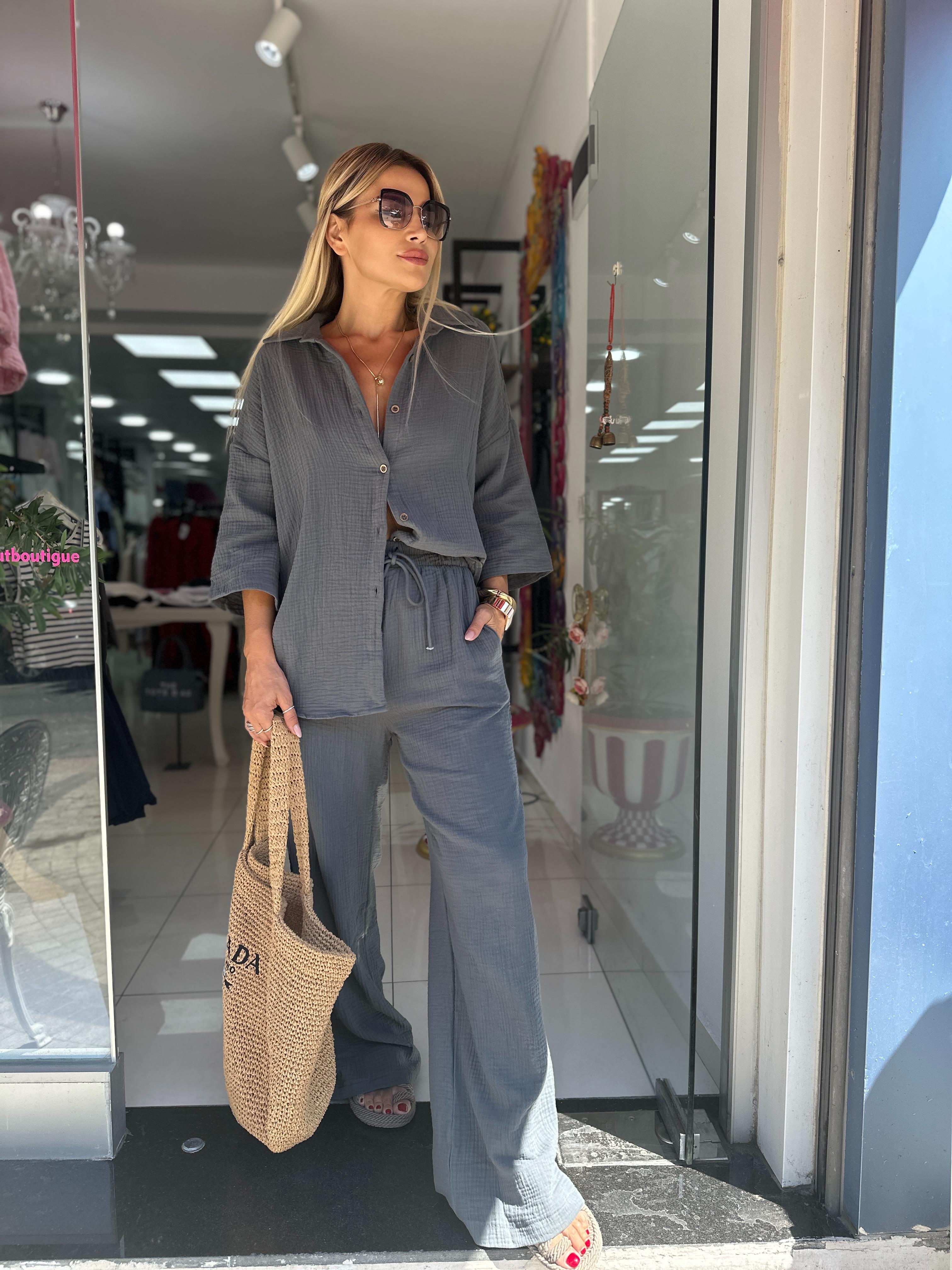 Müslin Kumaş Gömlek Büstiyer Pantolon Takım