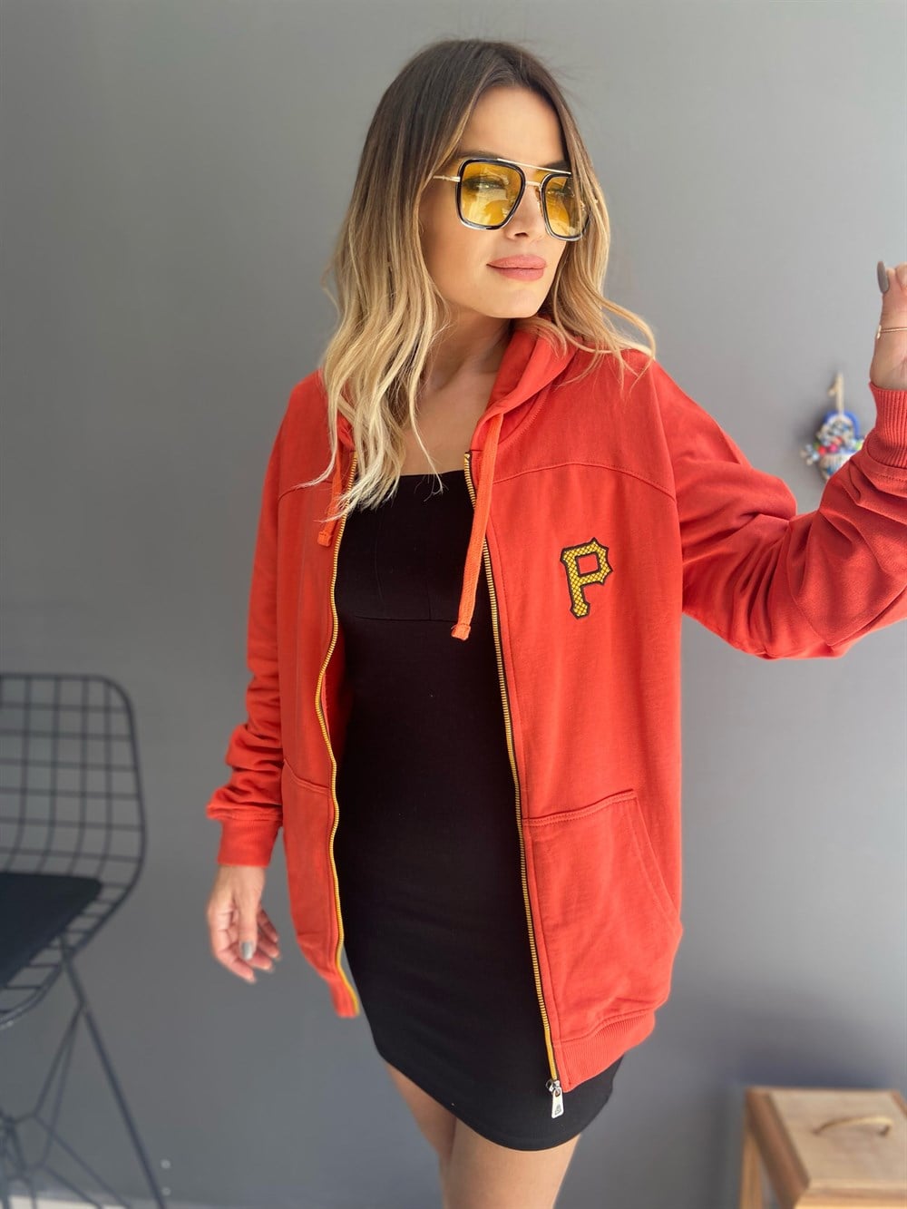 NWE Turuncu Fermuarlı Sweat